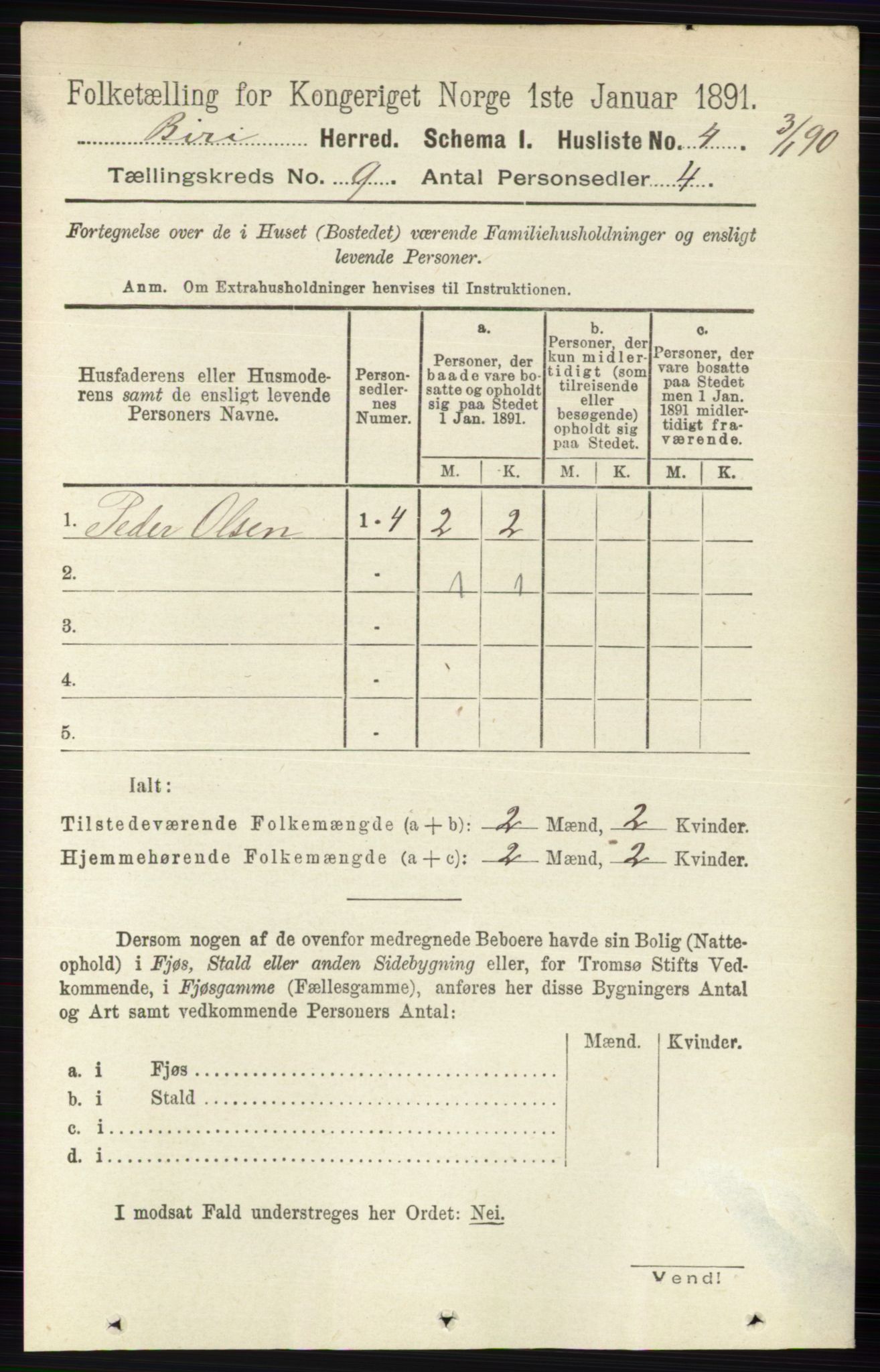 RA, 1891 census for 0525 Biri, 1891, p. 3329