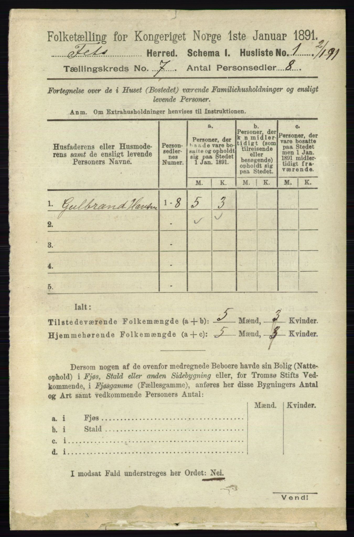 RA, 1891 census for 0227 Fet, 1891, p. 2351