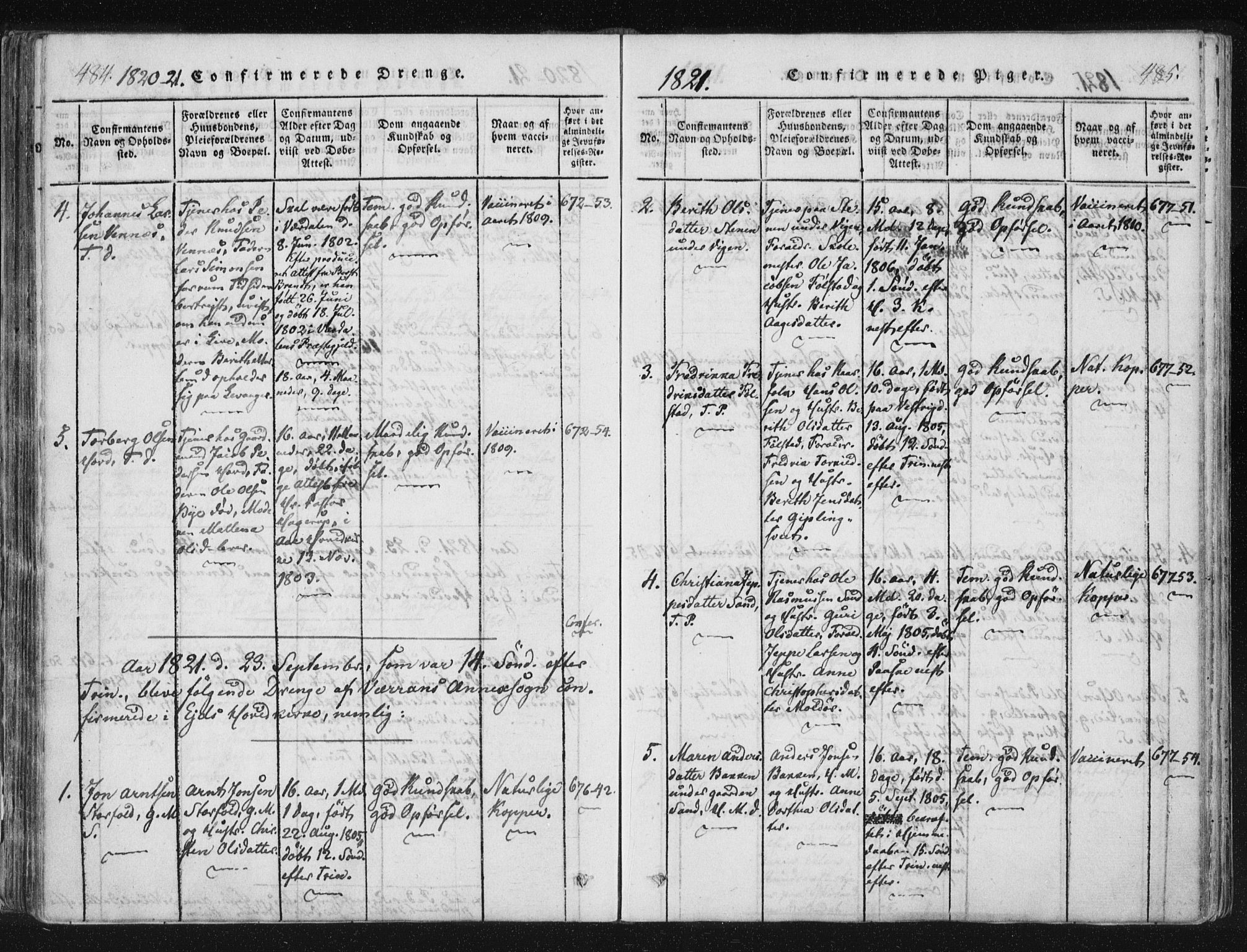 Ministerialprotokoller, klokkerbøker og fødselsregistre - Nord-Trøndelag, SAT/A-1458/744/L0417: Parish register (official) no. 744A01, 1817-1842, p. 484-485