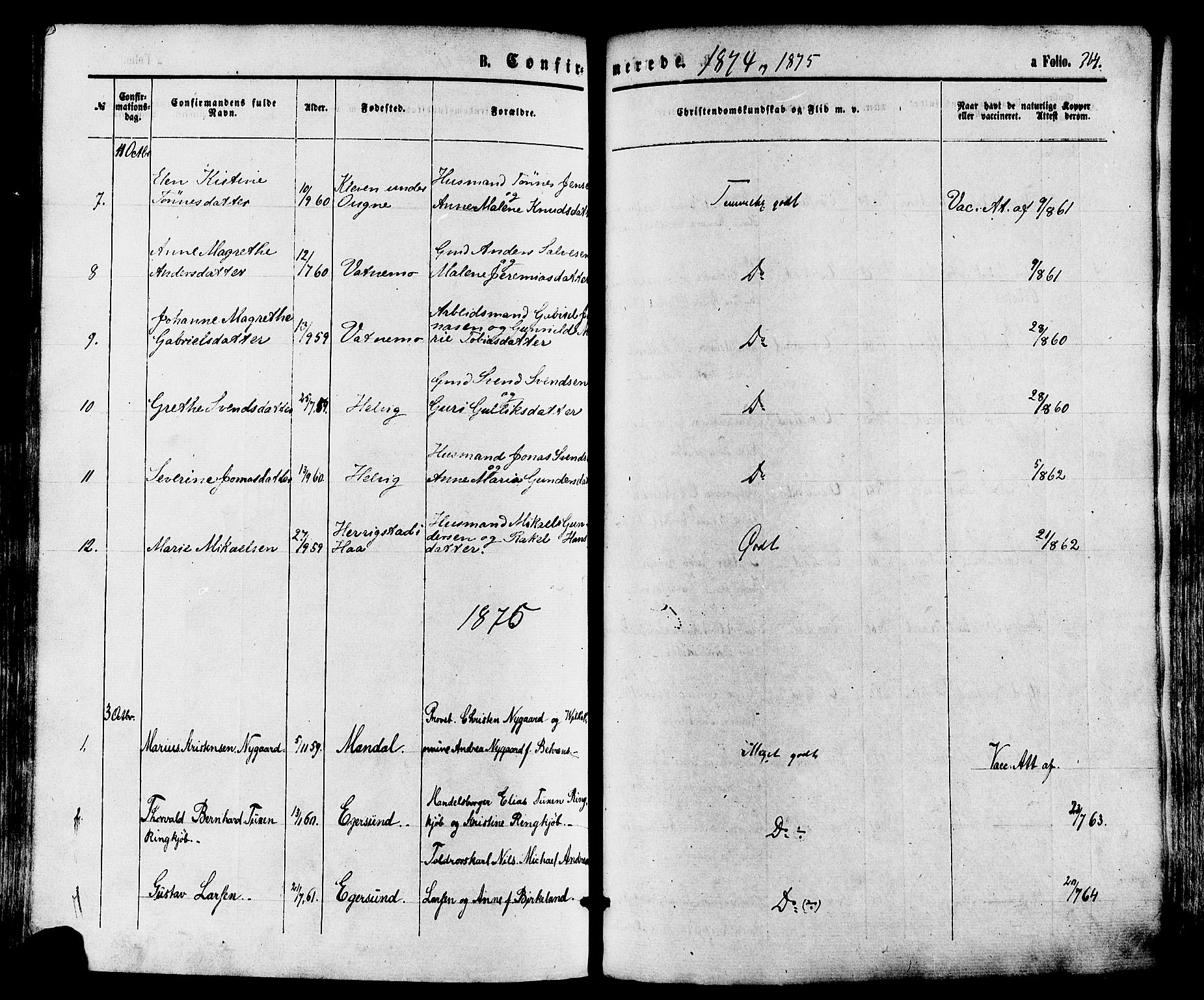 Eigersund sokneprestkontor, AV/SAST-A-101807/S08/L0014: Parish register (official) no. A 13, 1866-1878, p. 364