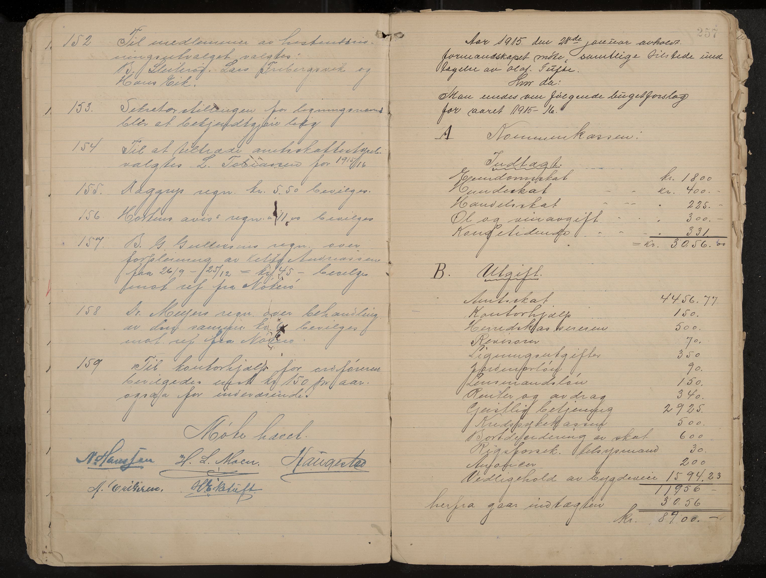 Borre formannskap og sentraladministrasjon, IKAK/0717021/A/L0003: Møtebok, 1896-1916, p. 257