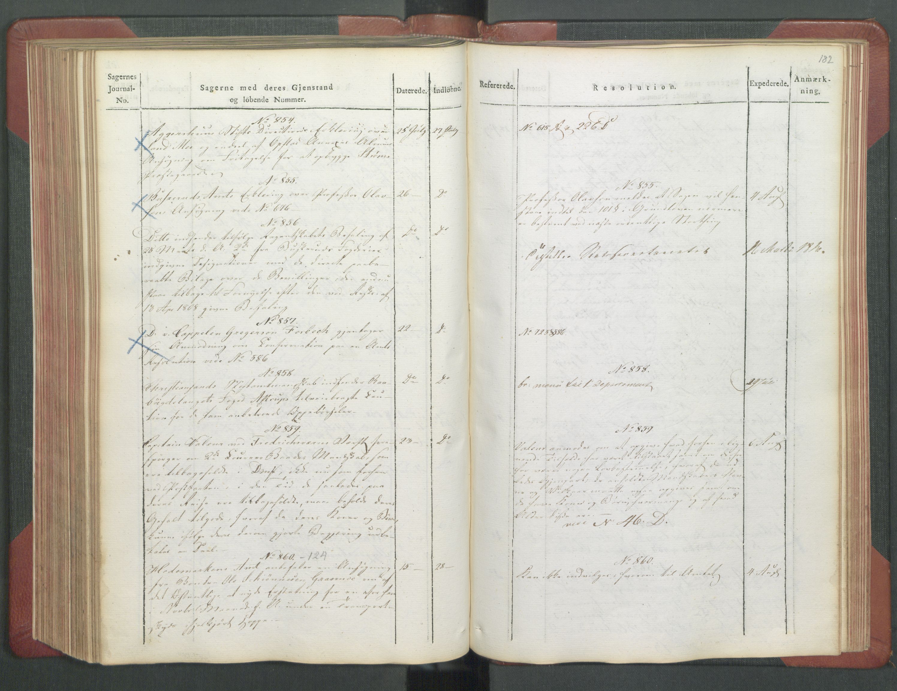 Departementene i 1814, AV/RA-S-3899/Fb/L0029: Journal A 1-900 (ekstraktprotokoll), 1814, p. 182