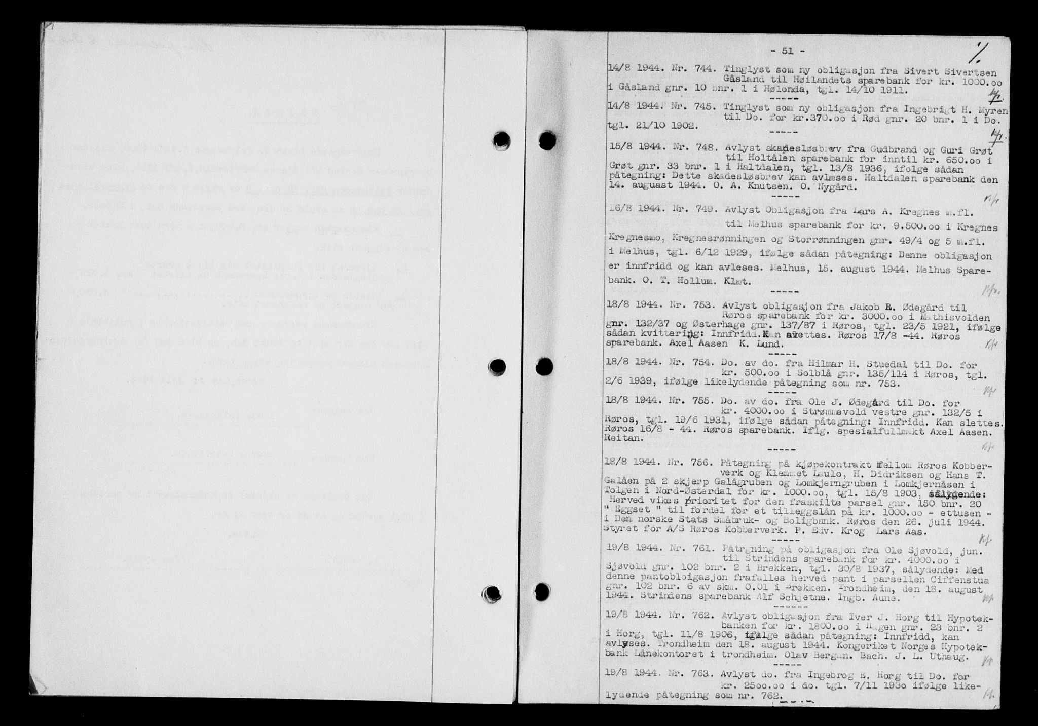 Gauldal sorenskriveri, SAT/A-0014/1/2/2C/L0058: Mortgage book no. 63, 1944-1945, Diary no: : 744/1944