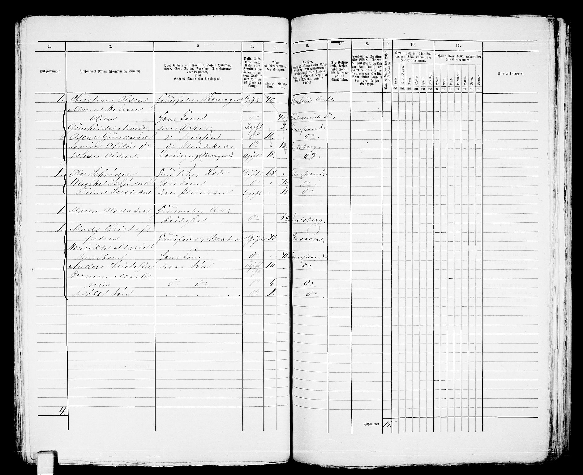 RA, 1865 census for Botne/Holmestrand, 1865, p. 285