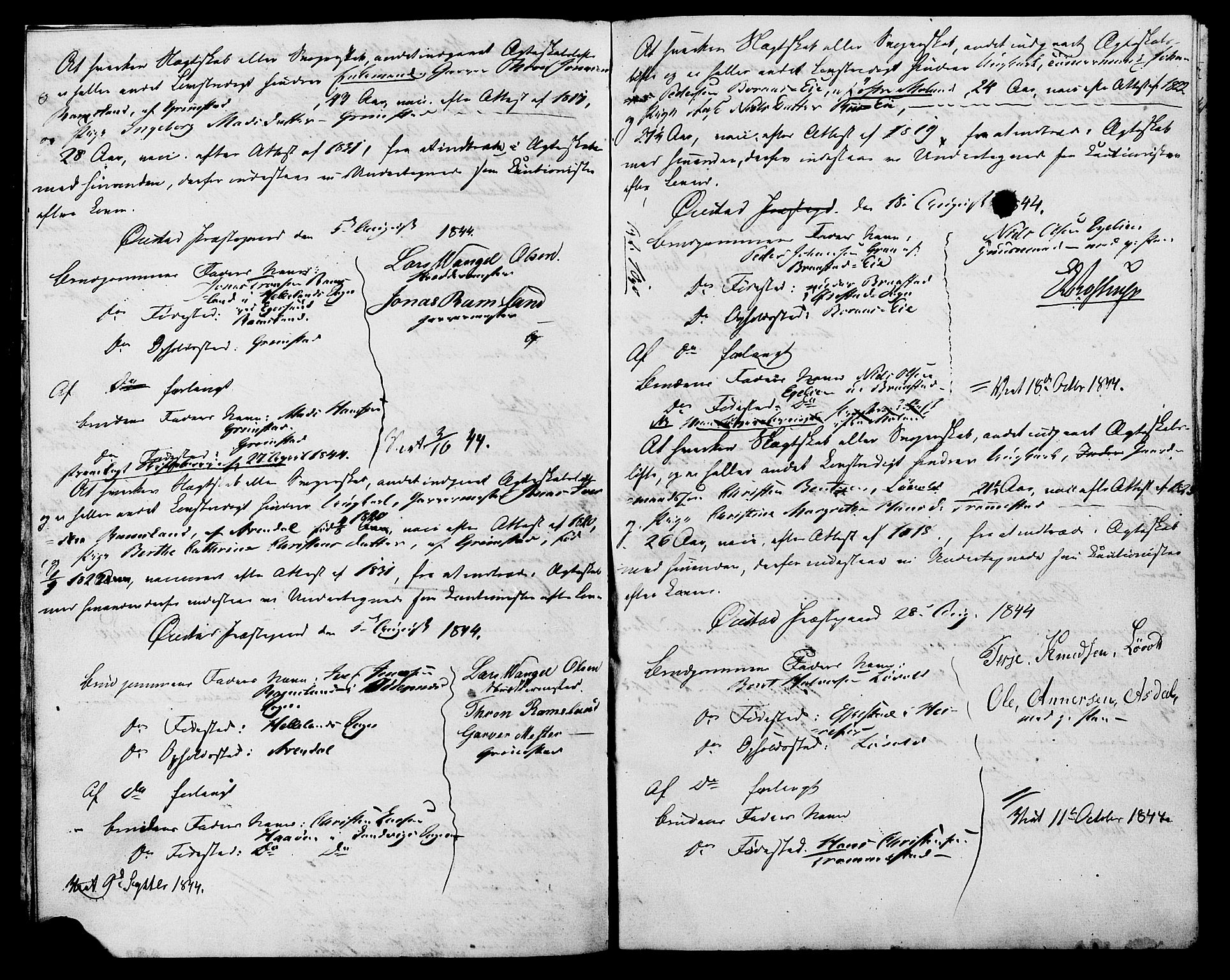 Øyestad sokneprestkontor, AV/SAK-1111-0049/F/Fe/L0002: Best man's statements no. A VI 20, 1844-1846, p. 7