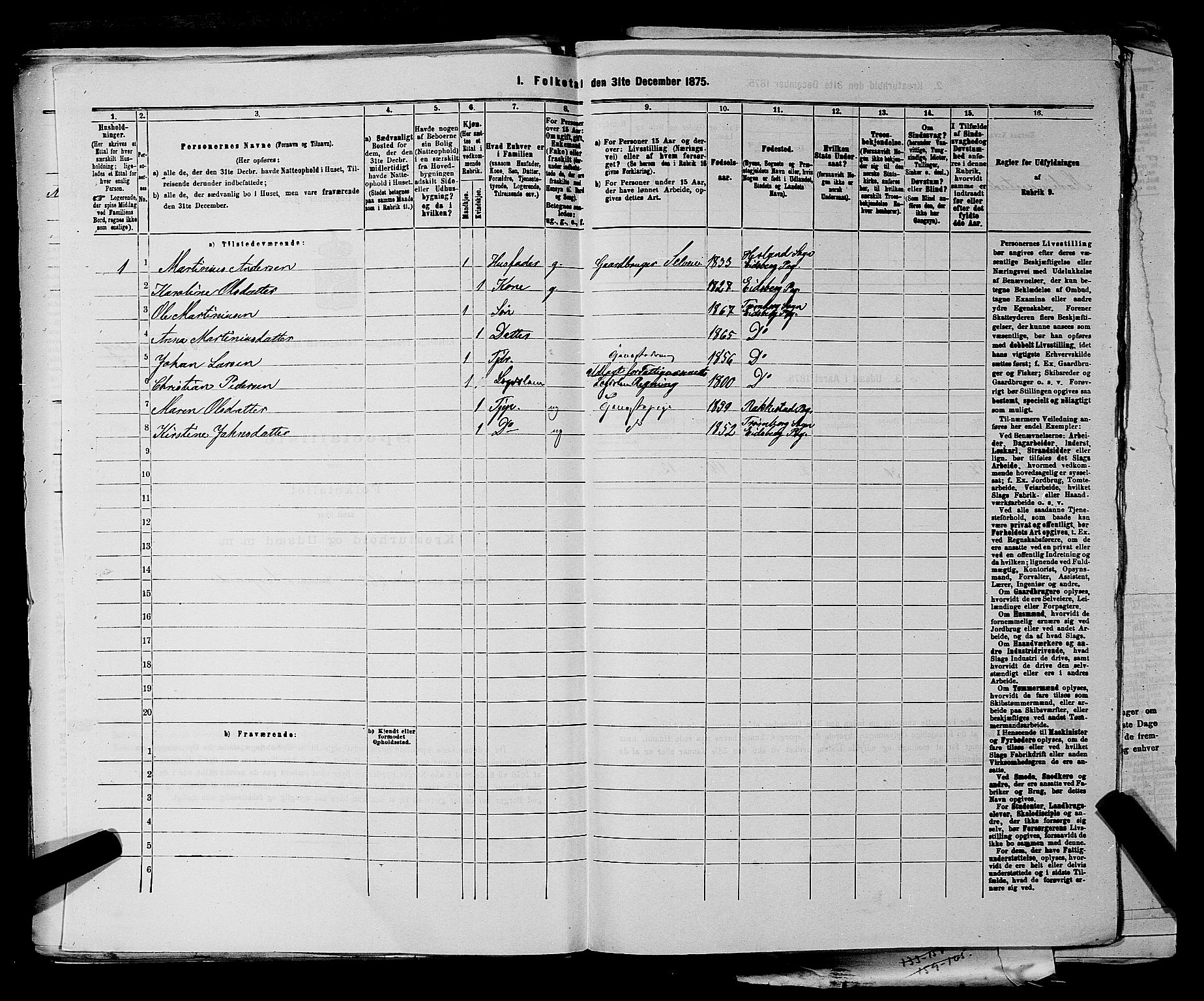 RA, 1875 census for 0125P Eidsberg, 1875, p. 1341