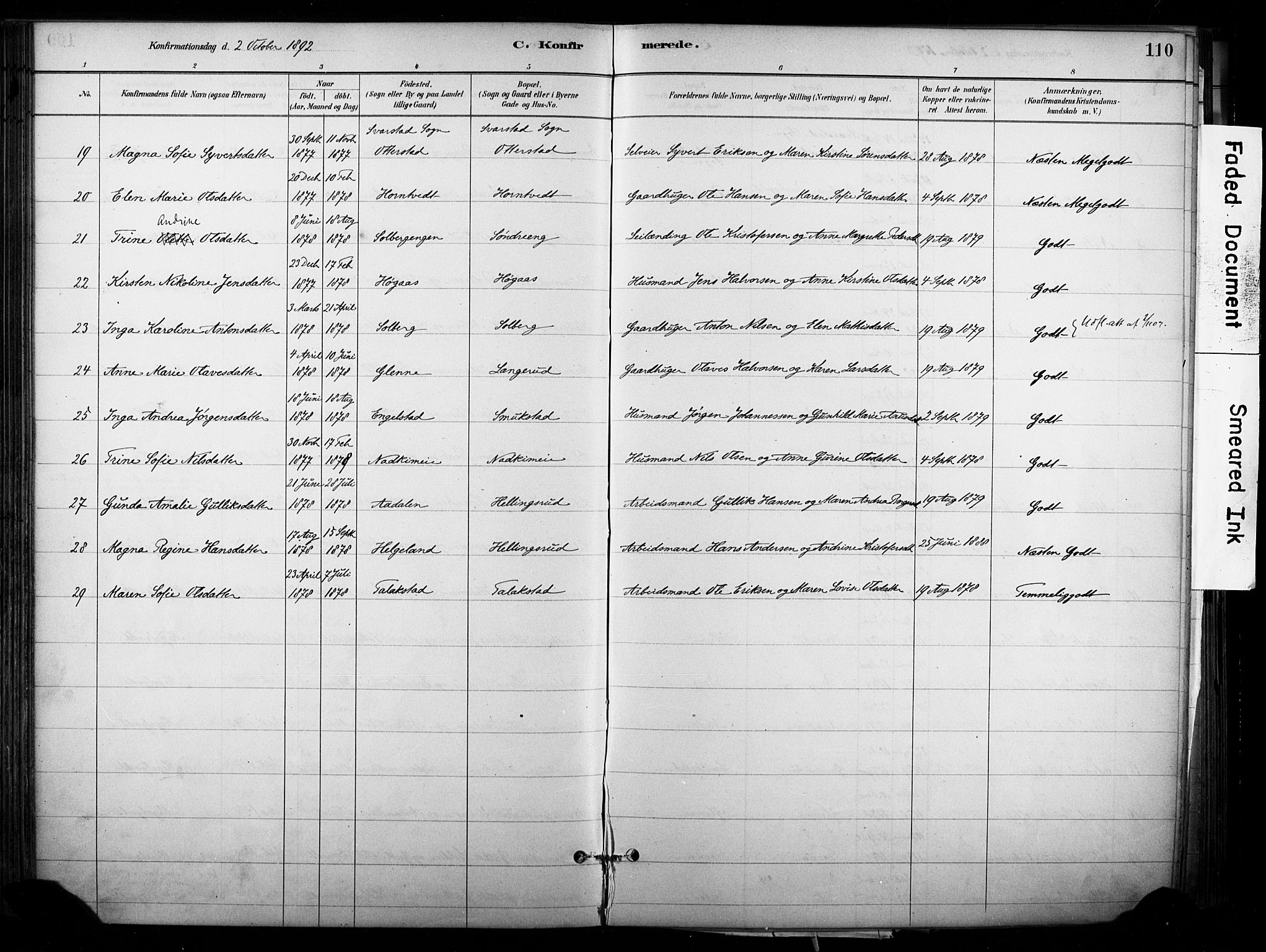 Lardal kirkebøker, AV/SAKO-A-350/F/Fb/L0001: Parish register (official) no. II 1, 1881-1911, p. 110