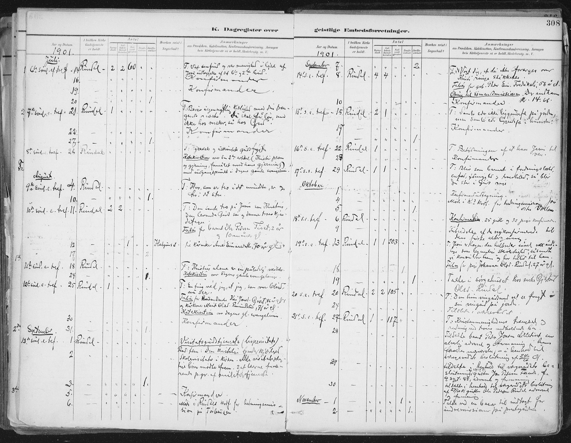 Ministerialprotokoller, klokkerbøker og fødselsregistre - Møre og Romsdal, AV/SAT-A-1454/598/L1072: Parish register (official) no. 598A06, 1896-1910, p. 308