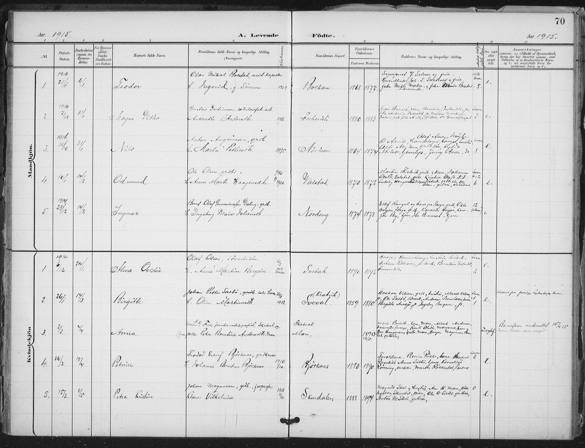 Ministerialprotokoller, klokkerbøker og fødselsregistre - Nord-Trøndelag, SAT/A-1458/712/L0101: Parish register (official) no. 712A02, 1901-1916, p. 70