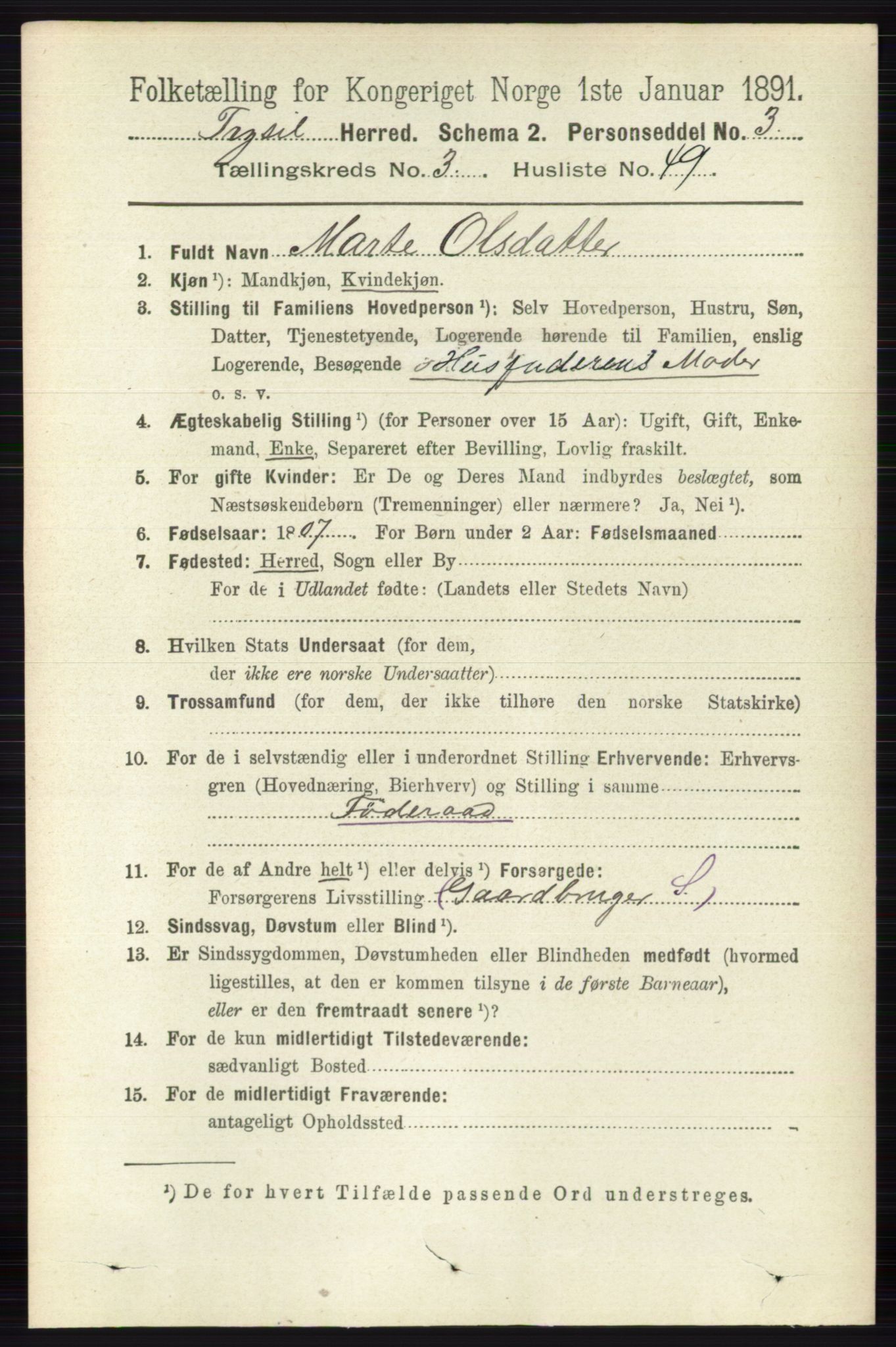 RA, 1891 census for 0428 Trysil, 1891, p. 1764