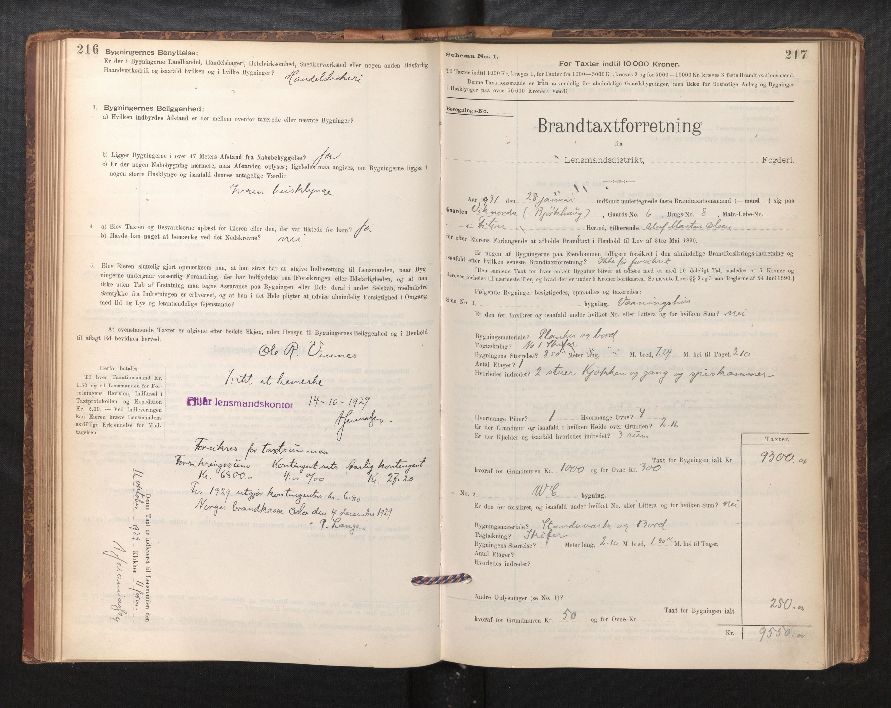 Lensmannen i Fitjar, SAB/A-32001/0012/L0001: Branntakstprotokoll, skjematakst, 1895-1948, p. 216-217