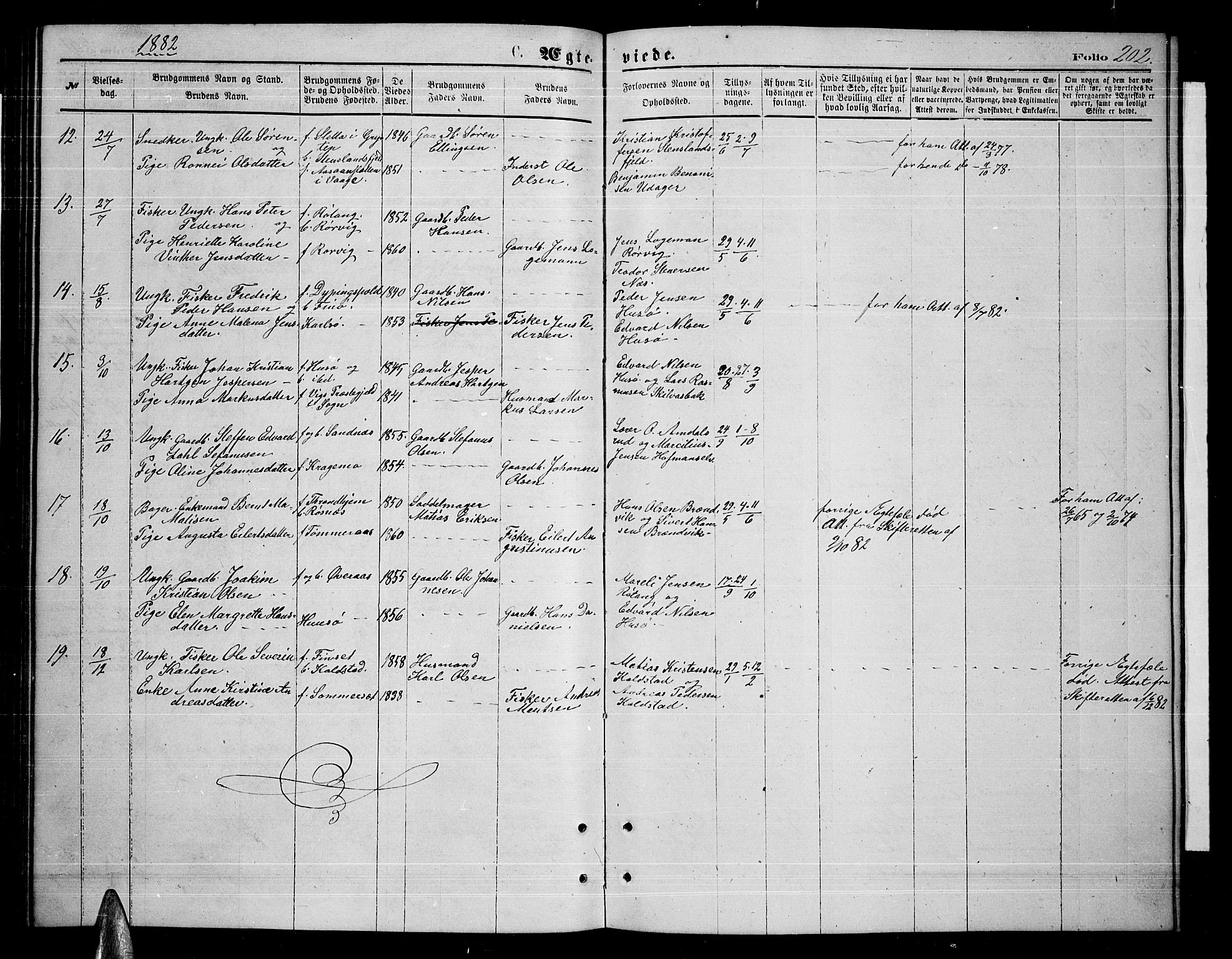 Ministerialprotokoller, klokkerbøker og fødselsregistre - Nordland, AV/SAT-A-1459/859/L0858: Parish register (copy) no. 859C04, 1873-1886, p. 202