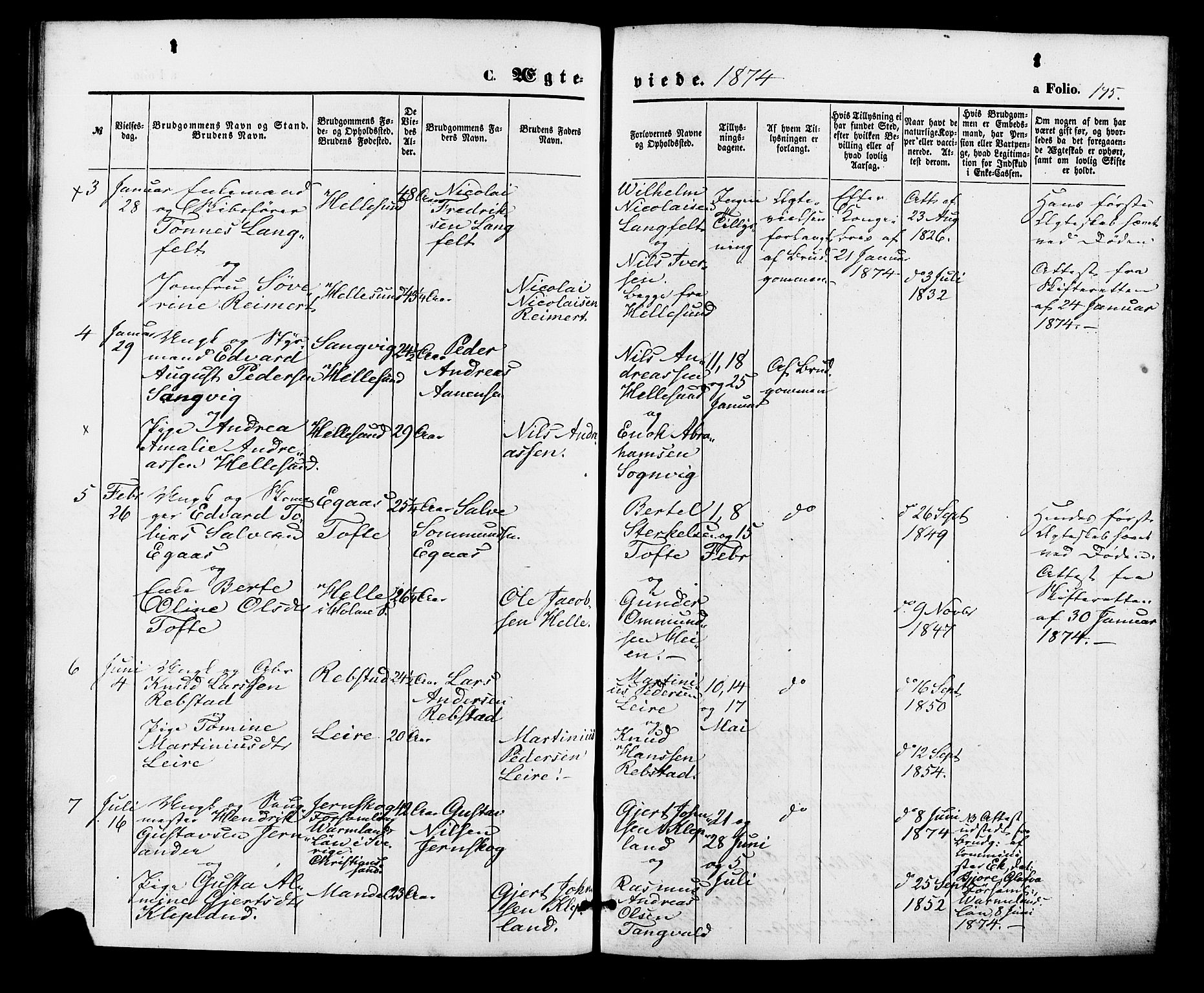 Søgne sokneprestkontor, SAK/1111-0037/F/Fa/Fab/L0011: Parish register (official) no. A 11, 1869-1879, p. 175