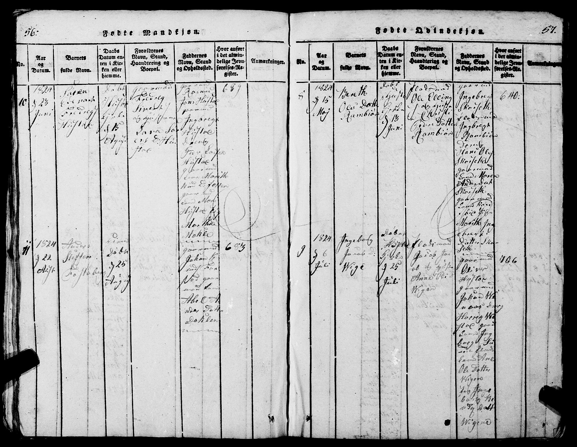 Ministerialprotokoller, klokkerbøker og fødselsregistre - Møre og Romsdal, AV/SAT-A-1454/567/L0781: Parish register (copy) no. 567C01, 1818-1845, p. 56-57