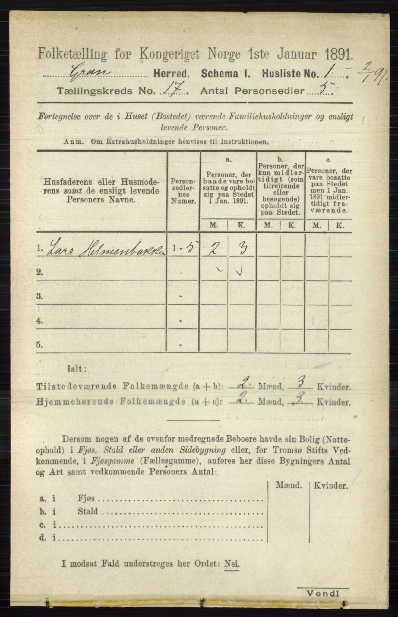 RA, 1891 census for 0534 Gran, 1891, p. 8603