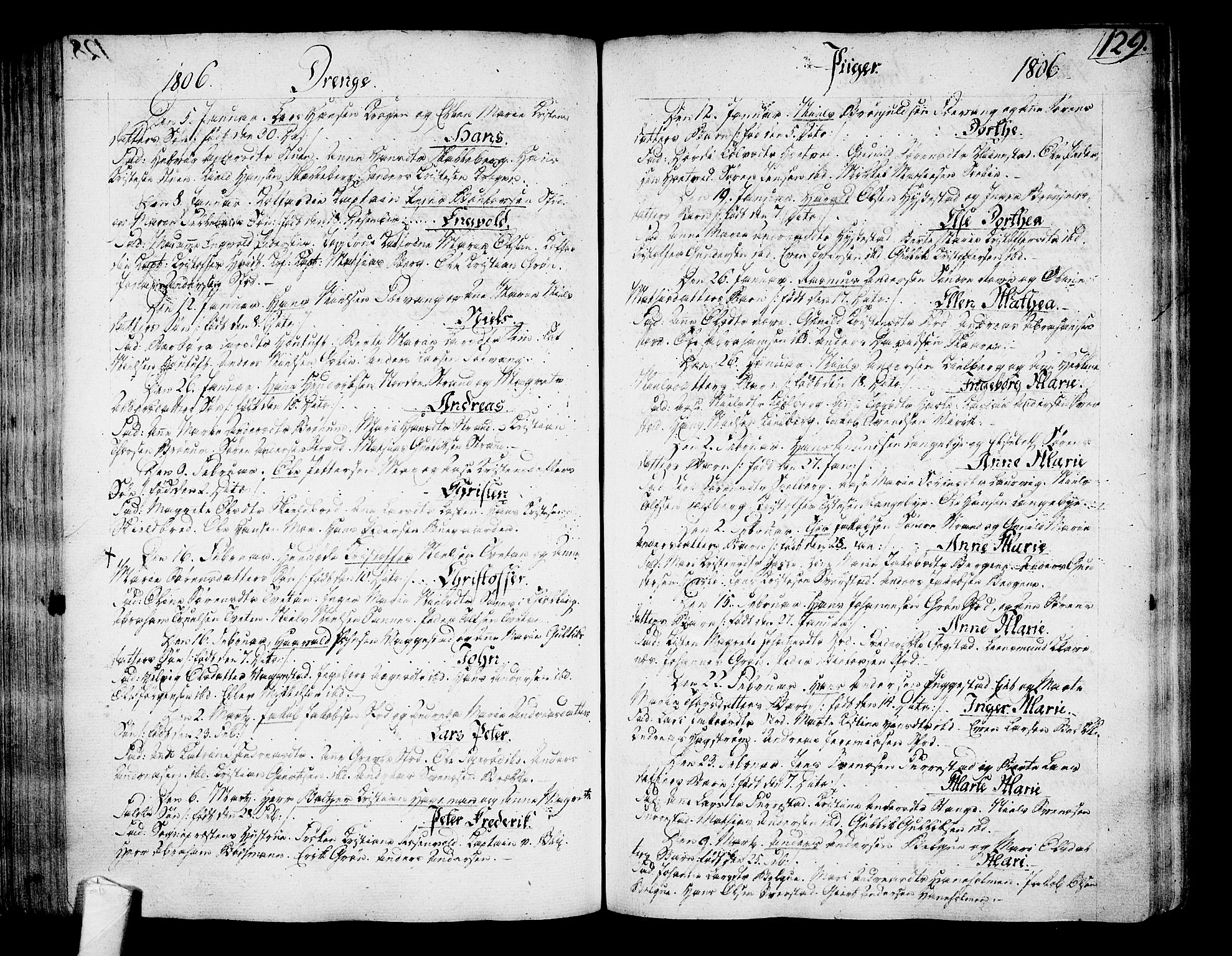 Sandar kirkebøker, SAKO/A-243/F/Fa/L0003: Parish register (official) no. 3, 1789-1814, p. 129