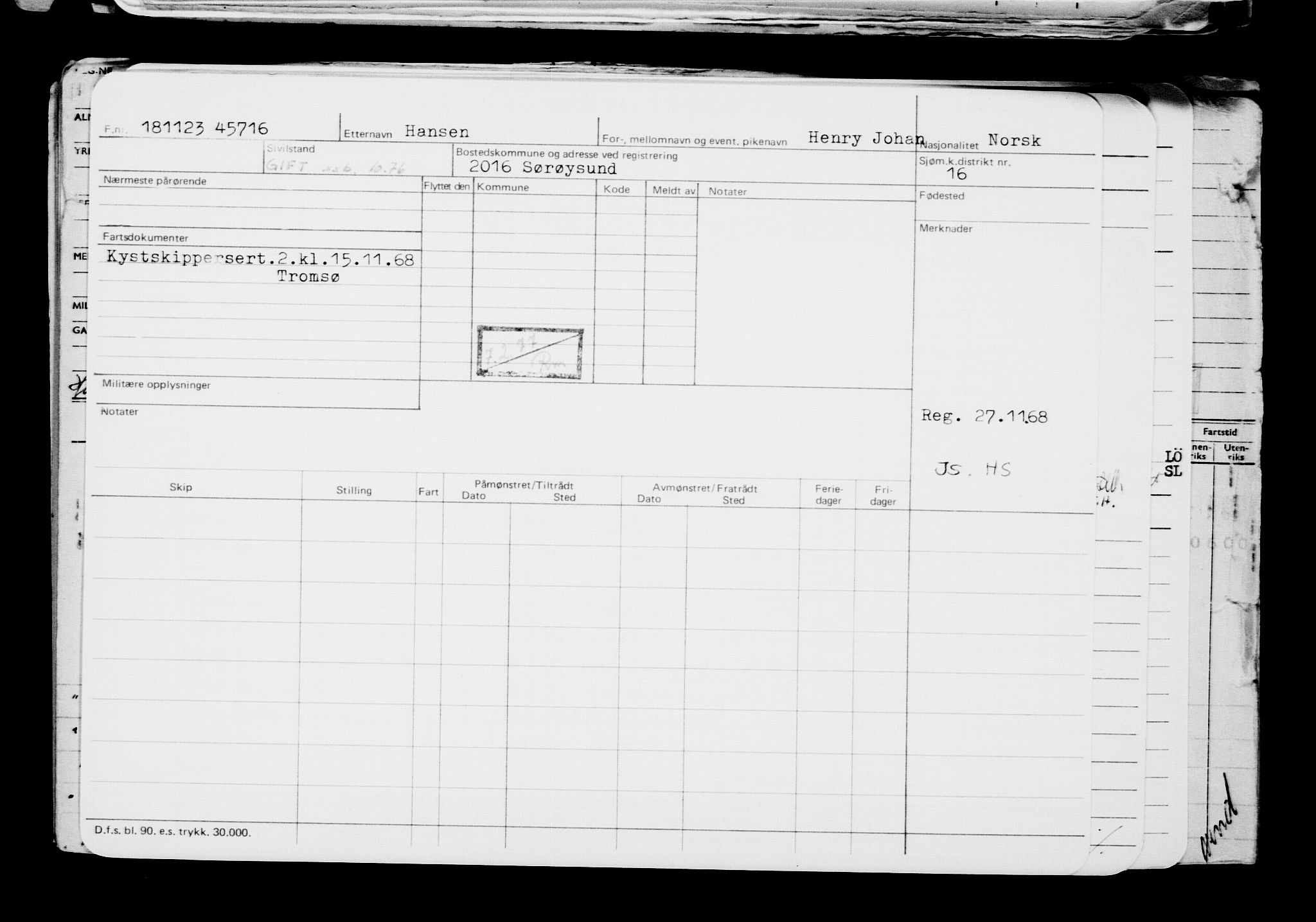 Direktoratet for sjømenn, AV/RA-S-3545/G/Gb/L0225: Hovedkort, 1923, p. 80