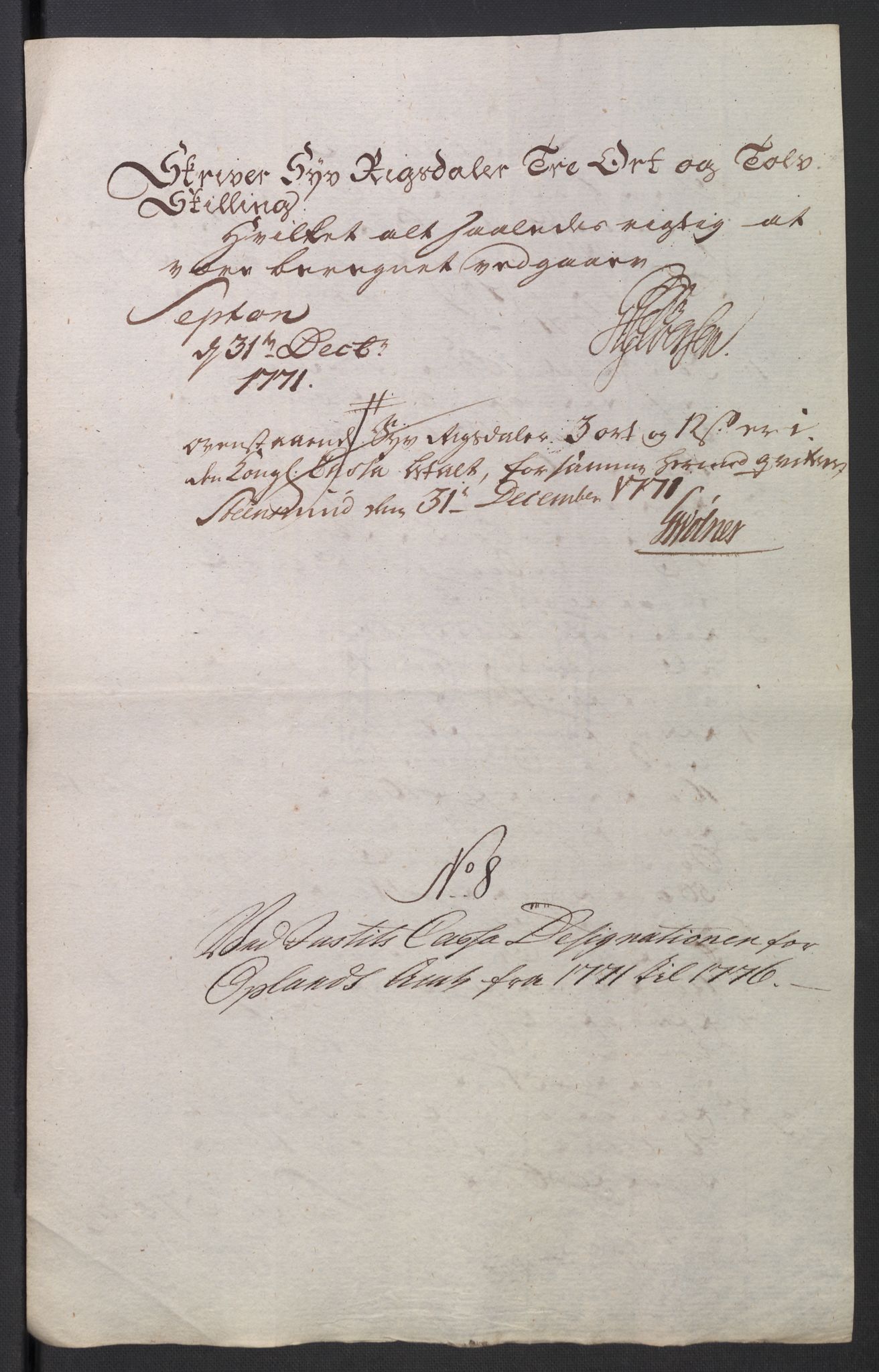 Rentekammeret inntil 1814, Reviderte regnskaper, Mindre regnskaper, AV/RA-EA-4068/Rb/L0014: Opplands amt, 1771-1779, p. 321