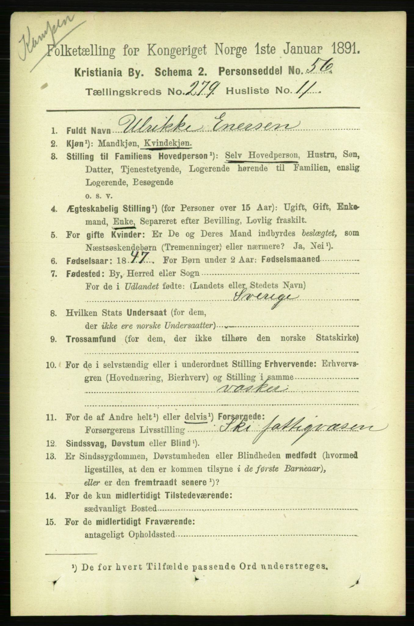 RA, 1891 census for 0301 Kristiania, 1891, p. 169601
