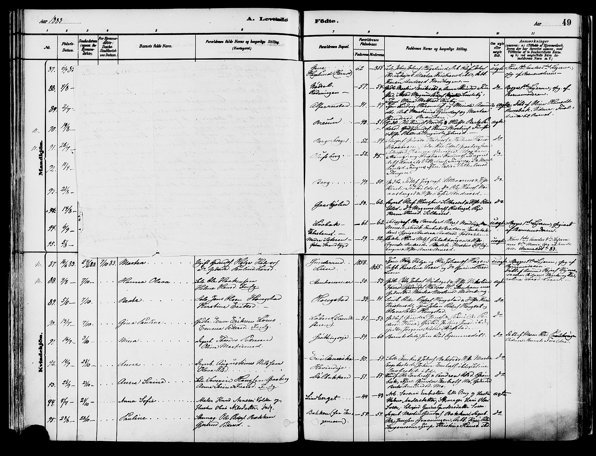 Elverum prestekontor, AV/SAH-PREST-044/H/Ha/Haa/L0013: Parish register (official) no. 13, 1880-1890, p. 49