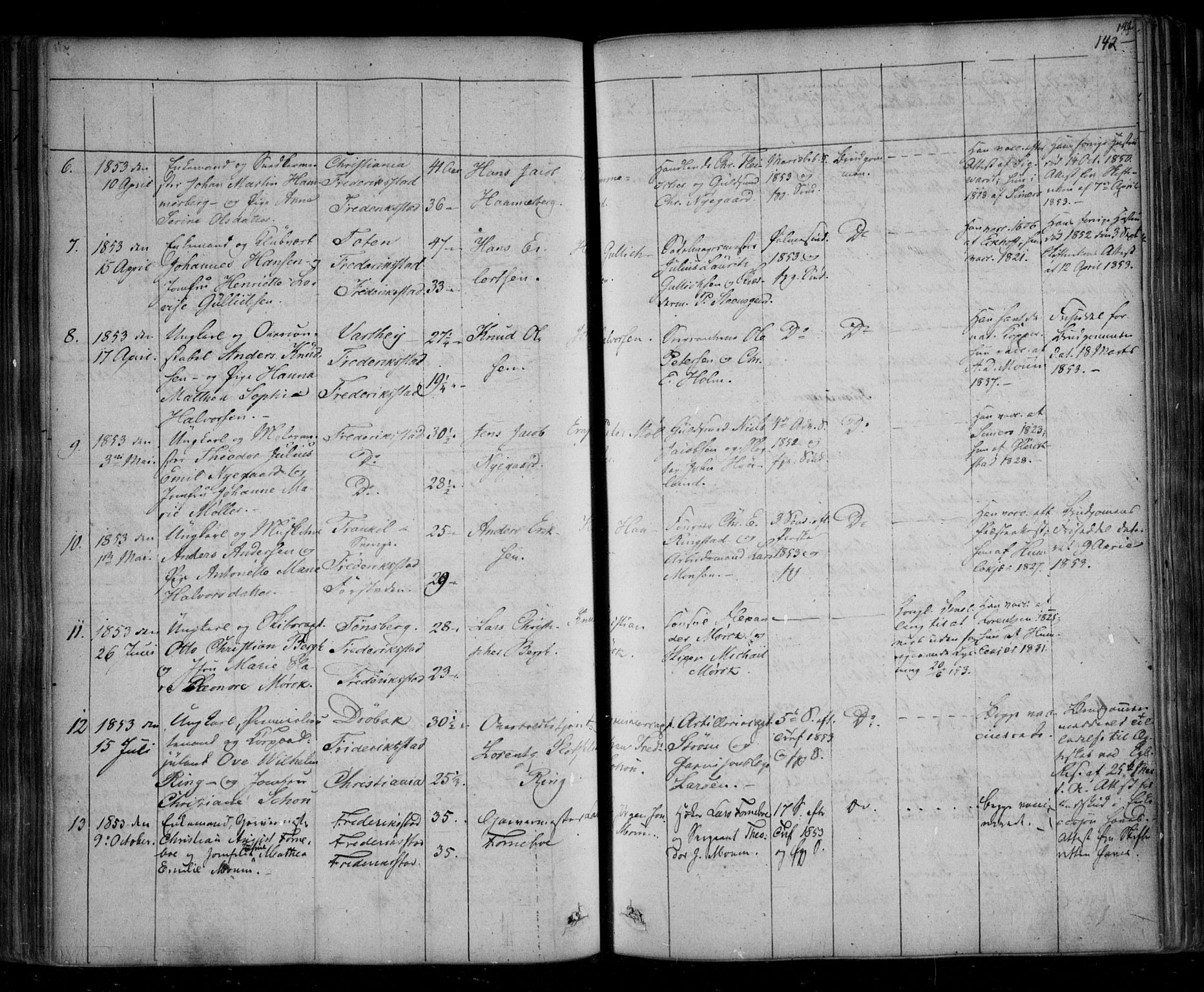 Fredrikstad prestekontor Kirkebøker, SAO/A-11082/F/Fa/L0005: Parish register (official) no. 5, 1835-1856, p. 142