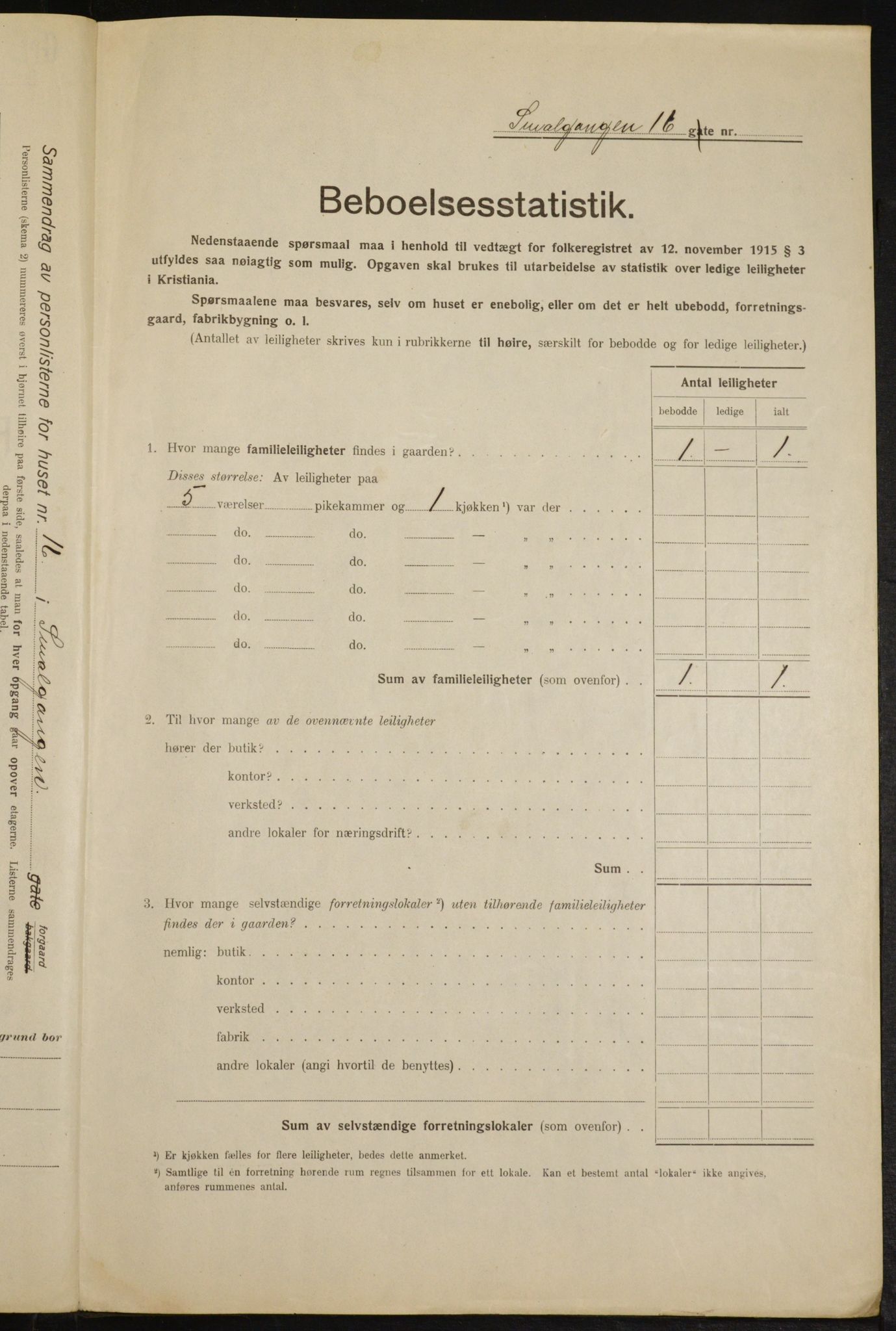 OBA, Municipal Census 1916 for Kristiania, 1916, p. 99540