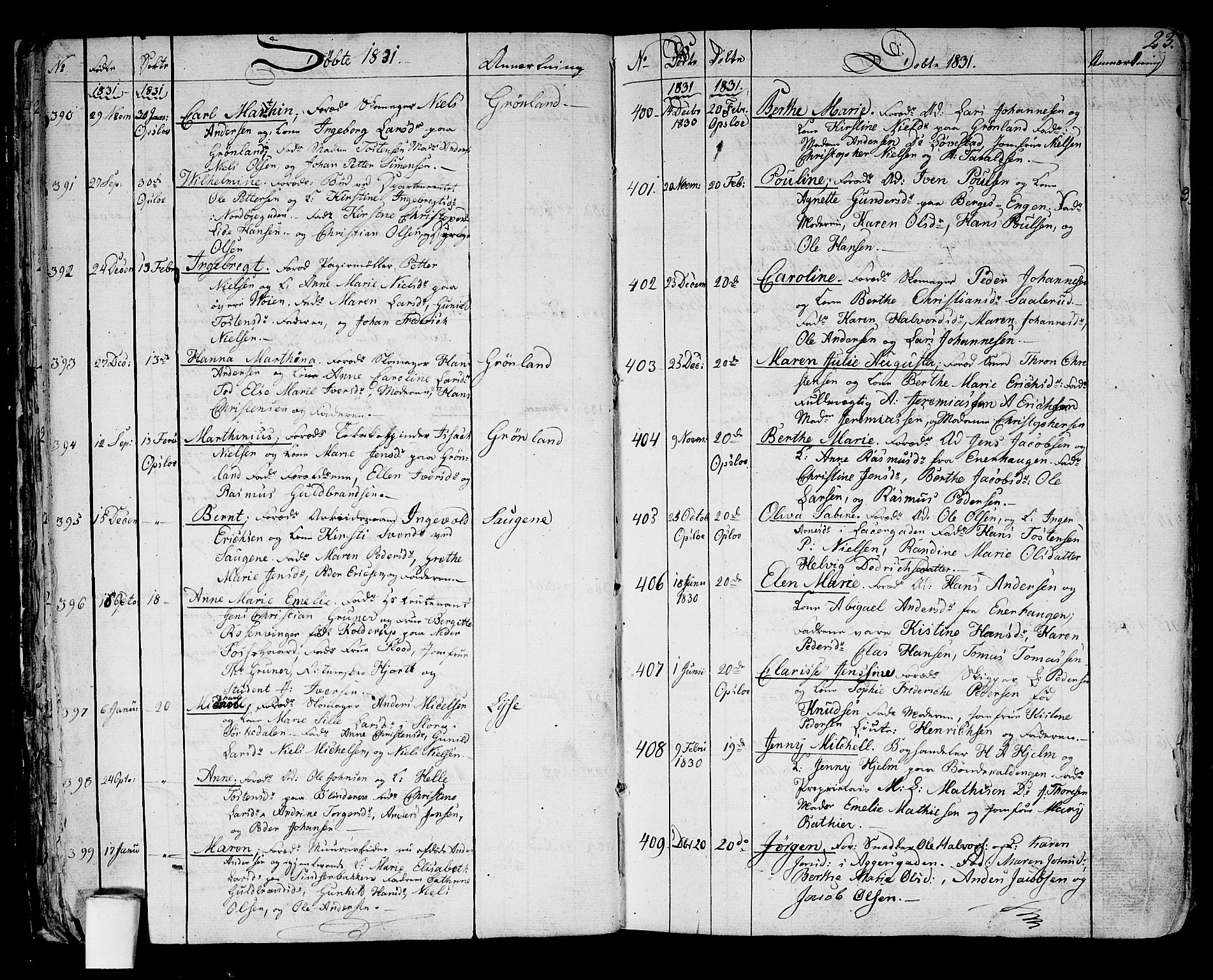 Aker prestekontor kirkebøker, AV/SAO-A-10861/G/L0006: Parish register (copy) no. 6, 1830-1838, p. 23