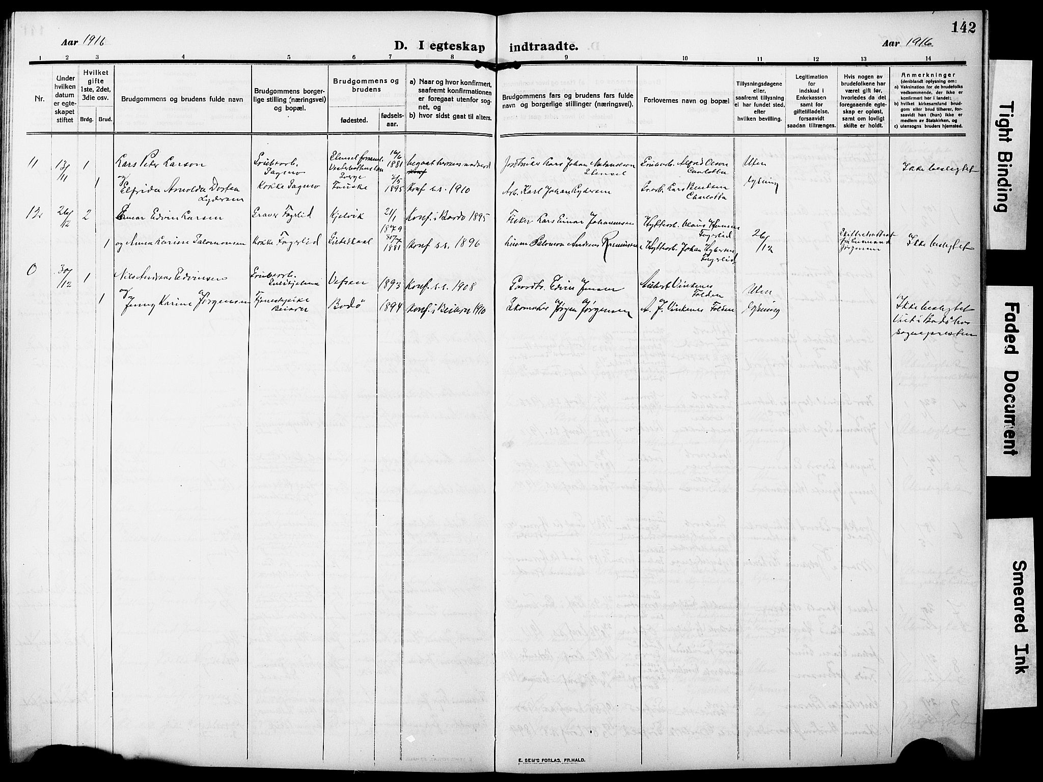 Ministerialprotokoller, klokkerbøker og fødselsregistre - Nordland, AV/SAT-A-1459/850/L0710: Parish register (official) no. 850A02, 1910-1920, p. 142