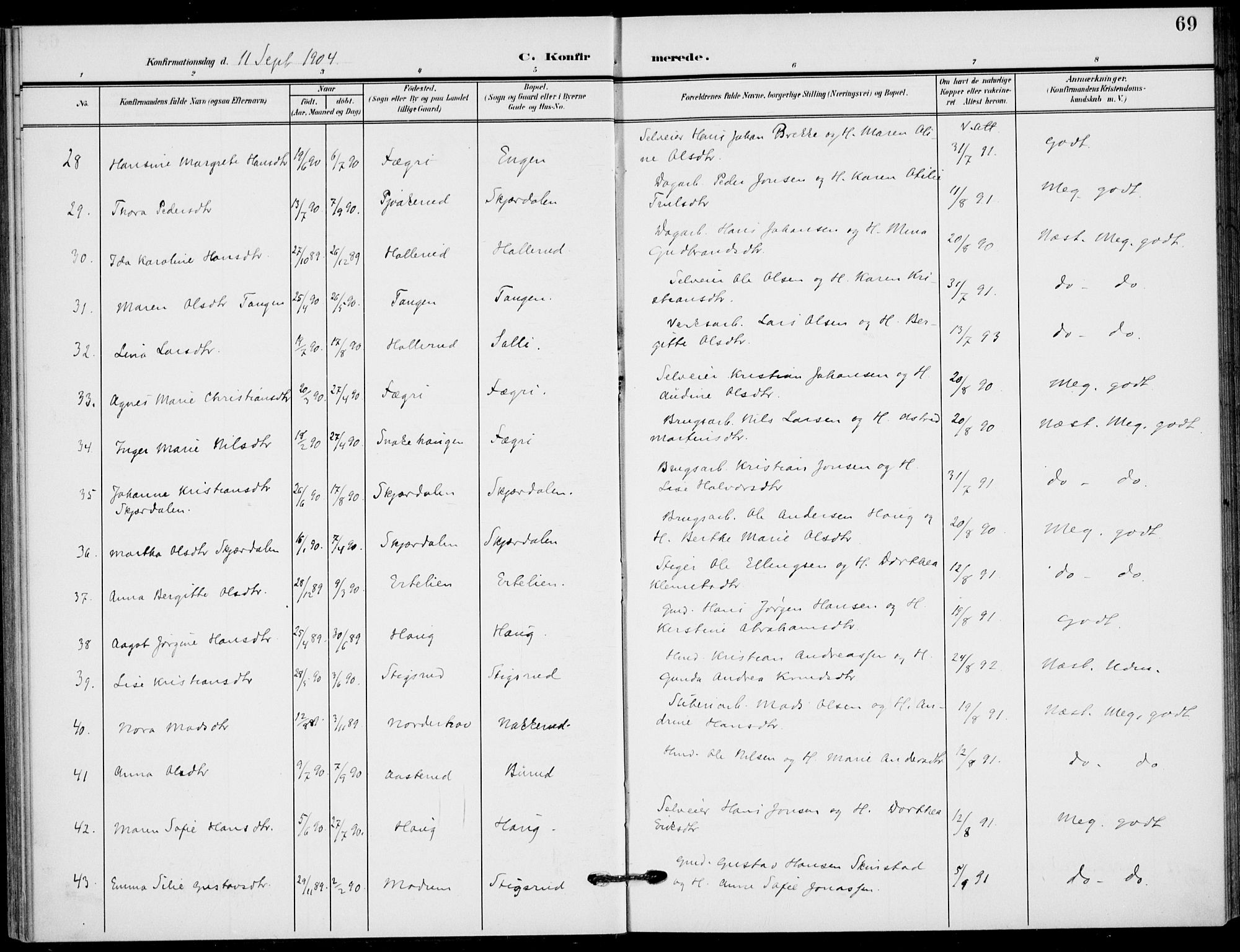 Hole kirkebøker, AV/SAKO-A-228/F/Fb/L0003: Parish register (official) no. II 3, 1906-1916, p. 69