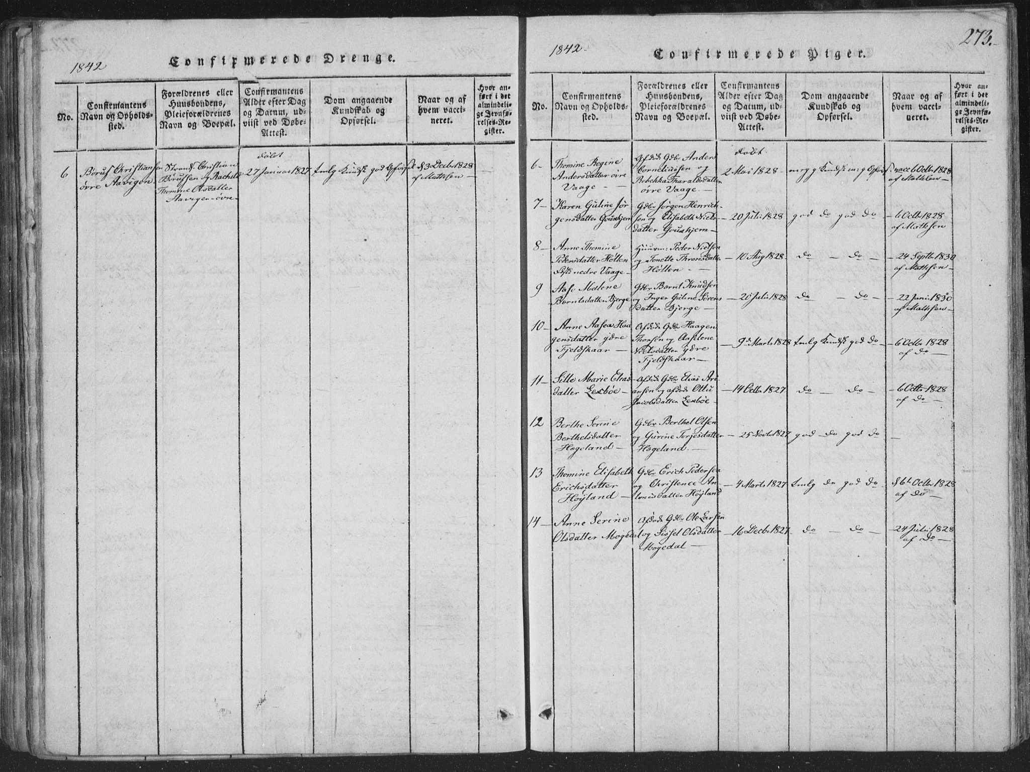 Sør-Audnedal sokneprestkontor, AV/SAK-1111-0039/F/Fa/Faa/L0001: Parish register (official) no. A 1, 1816-1848, p. 273