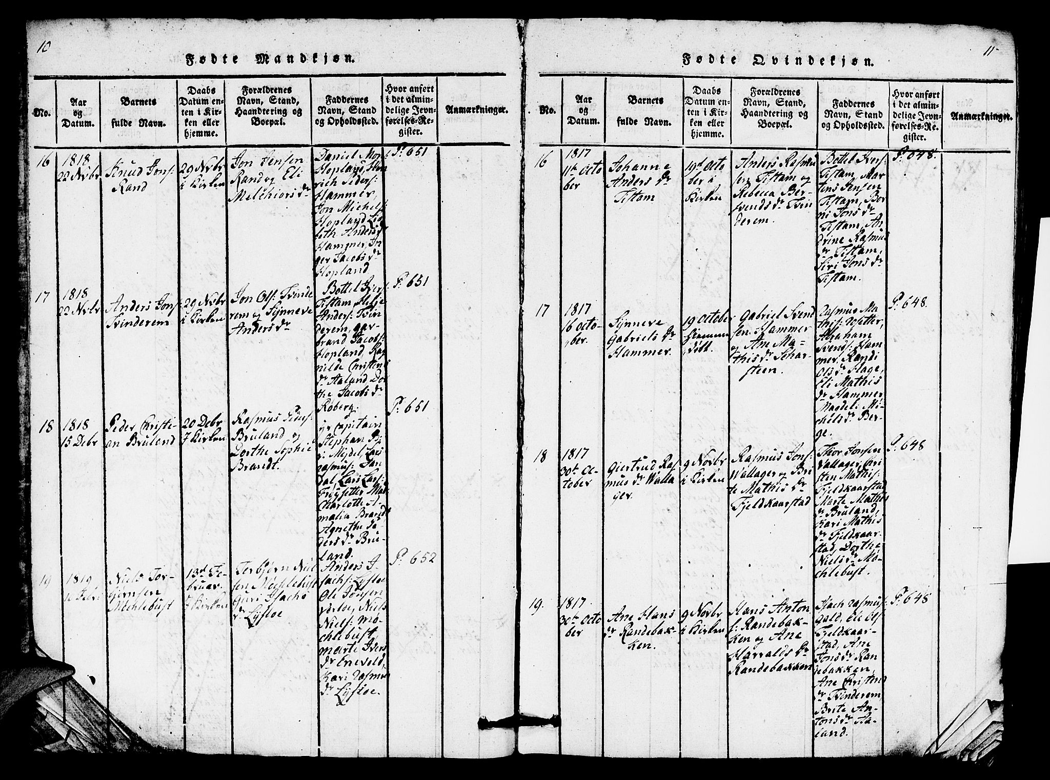 Innvik sokneprestembete, SAB/A-80501: Parish register (copy) no. C 1, 1816-1820, p. 10-11