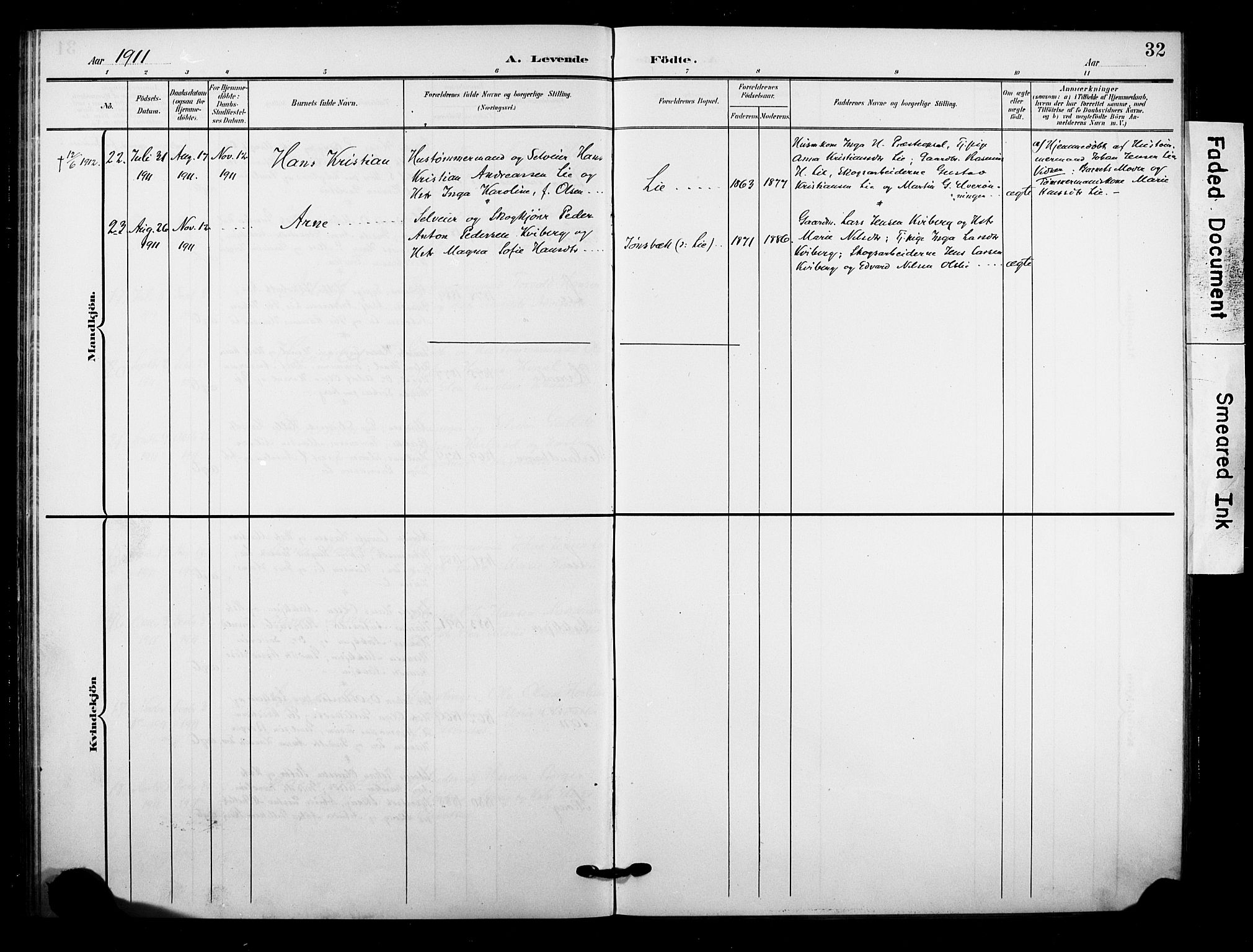 Lardal kirkebøker, AV/SAKO-A-350/F/Fb/L0002: Parish register (official) no. II 2, 1903-1911, p. 32