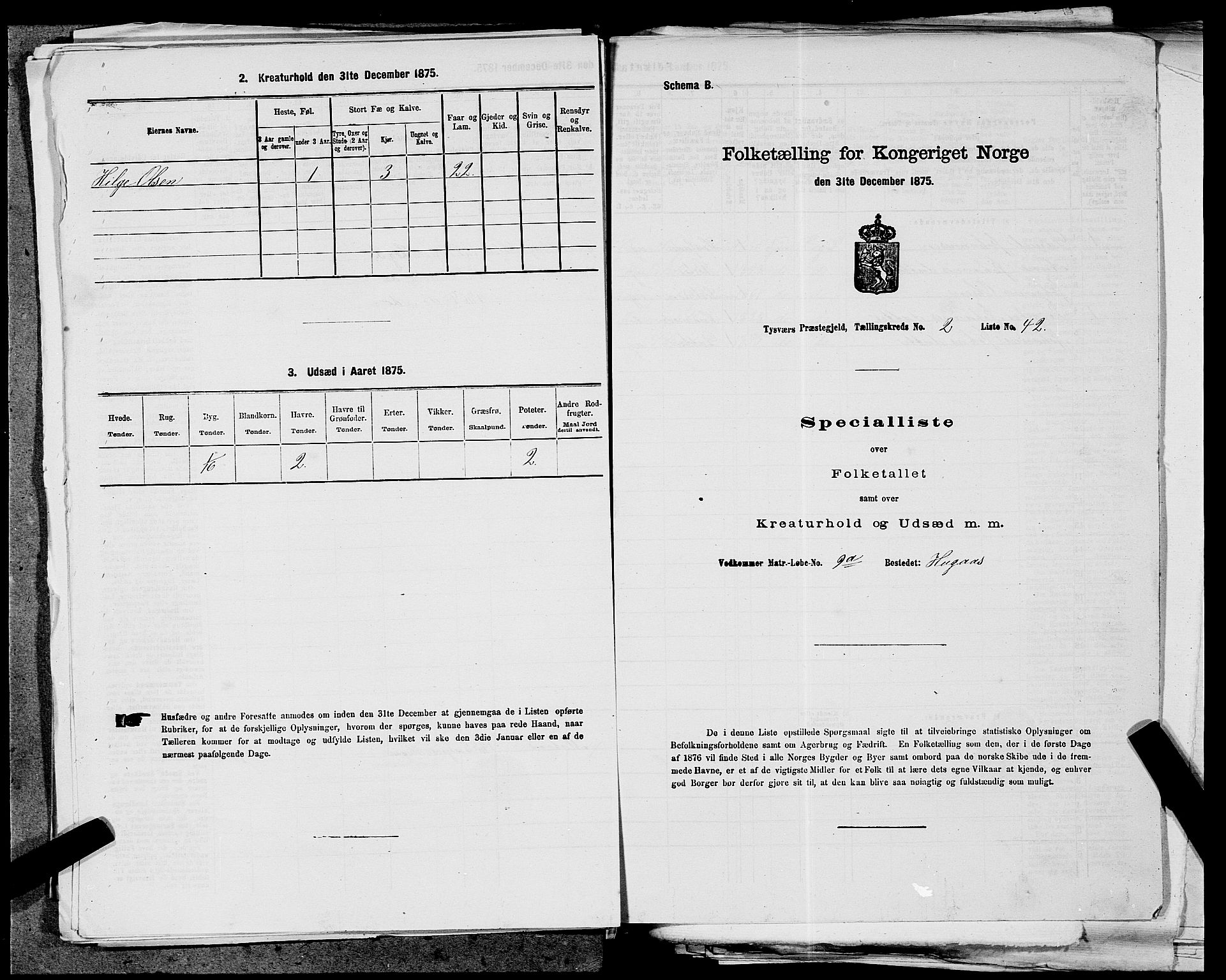 SAST, 1875 census for 1146P Tysvær, 1875, p. 261