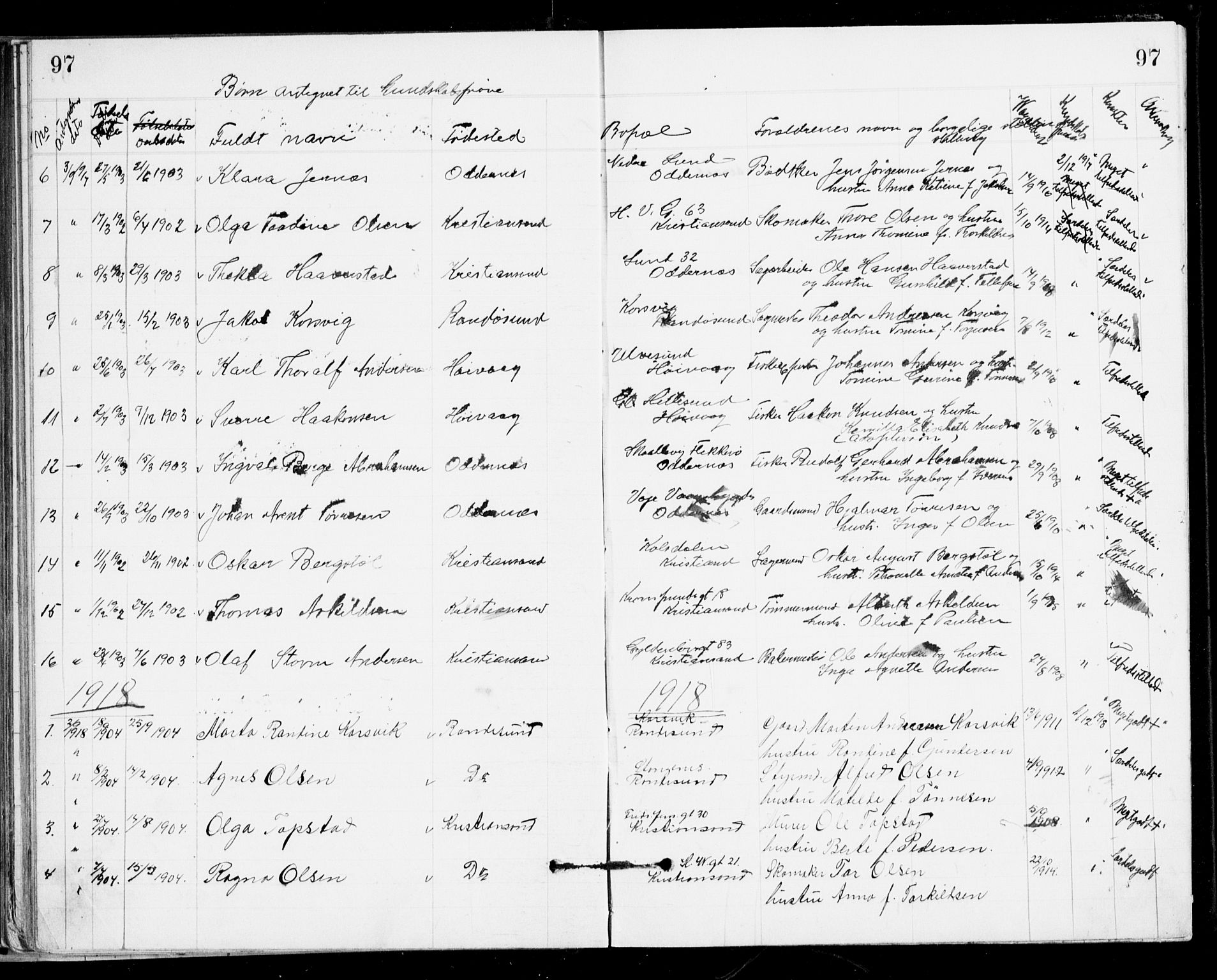 Den evangelisk-lutherske frikirke, Kristiansand, AV/SAK-1292-0017/F/Fa/L0002: Dissenter register no. F 10, 1889-1892, p. 97