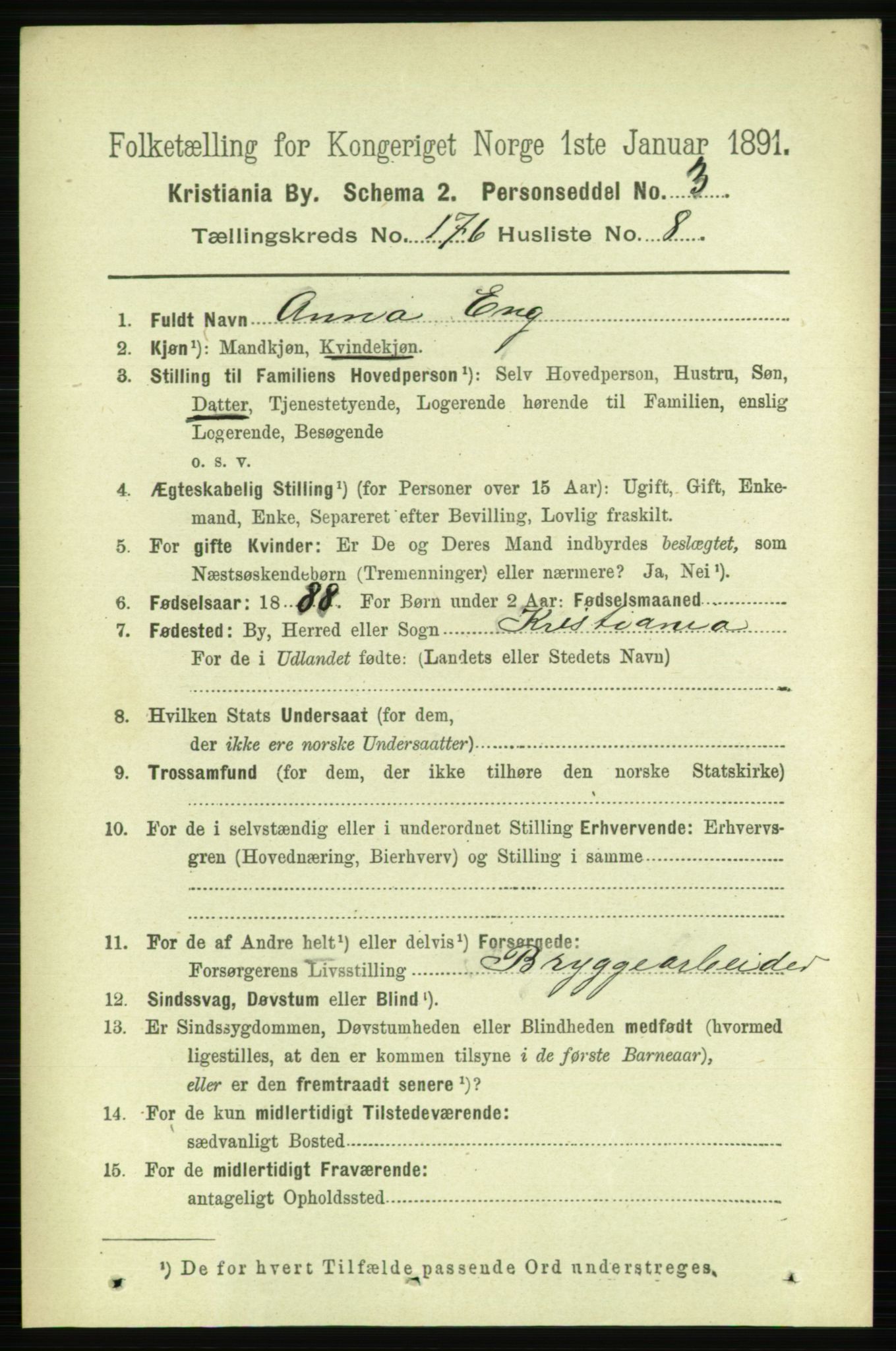RA, 1891 census for 0301 Kristiania, 1891, p. 105741