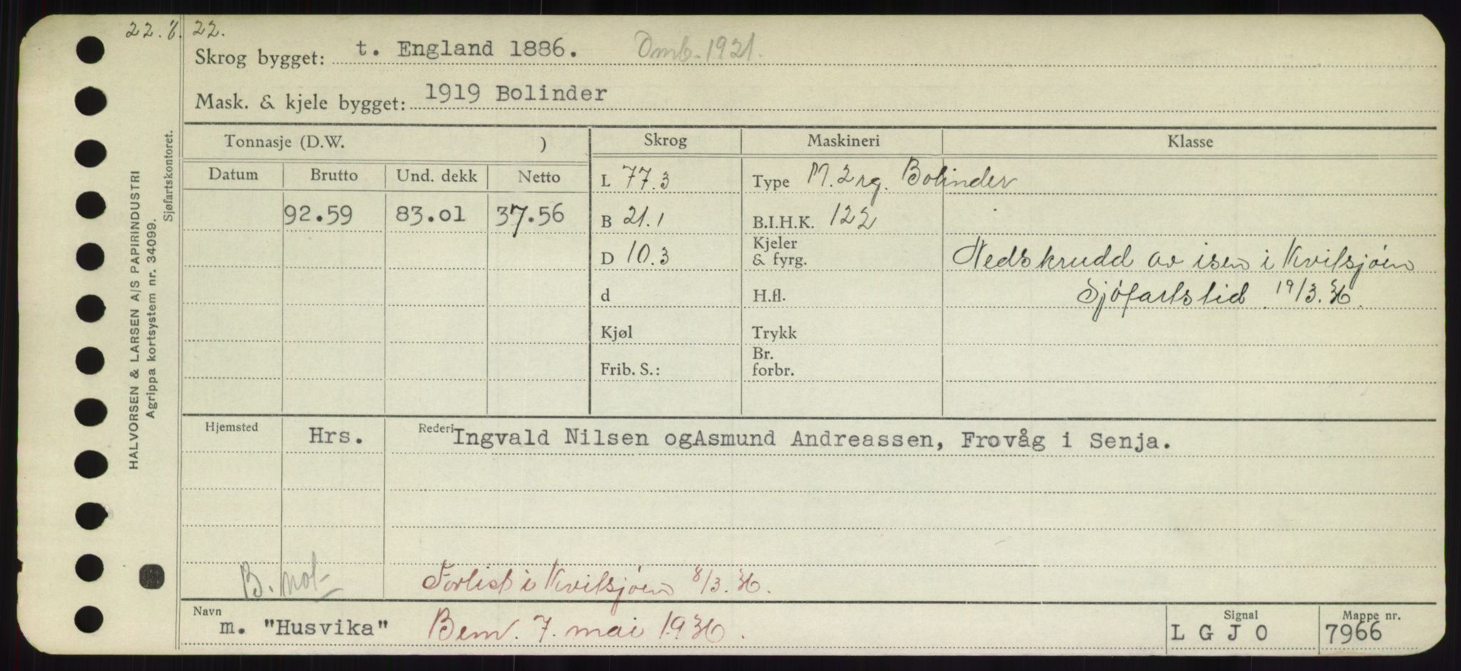 Sjøfartsdirektoratet med forløpere, Skipsmålingen, RA/S-1627/H/Hd/L0017: Fartøy, Holi-Hå, p. 177