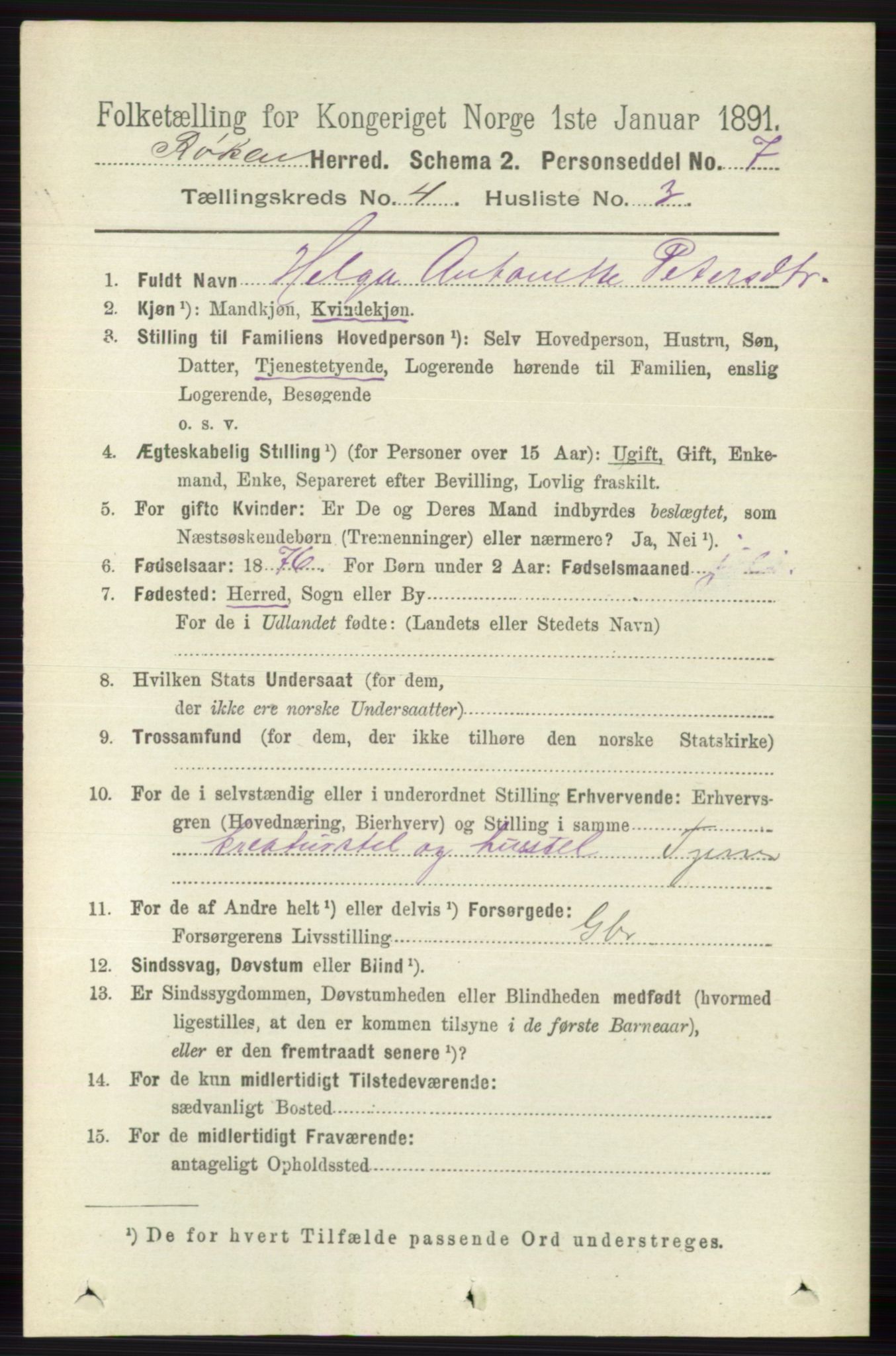 RA, 1891 census for 0627 Røyken, 1891, p. 1875