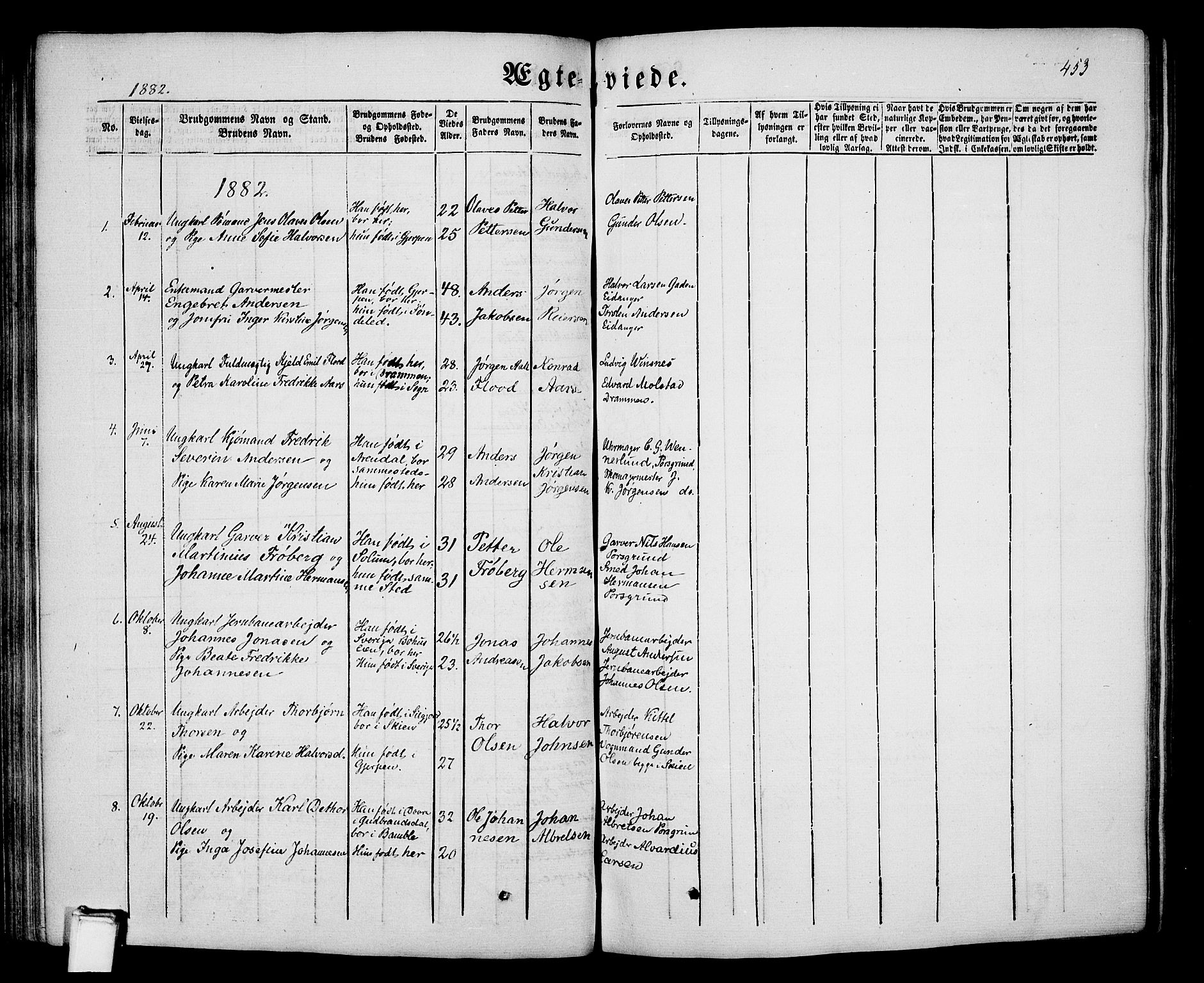 Porsgrunn kirkebøker , SAKO/A-104/G/Gb/L0004: Parish register (copy) no. II 4, 1853-1882, p. 453