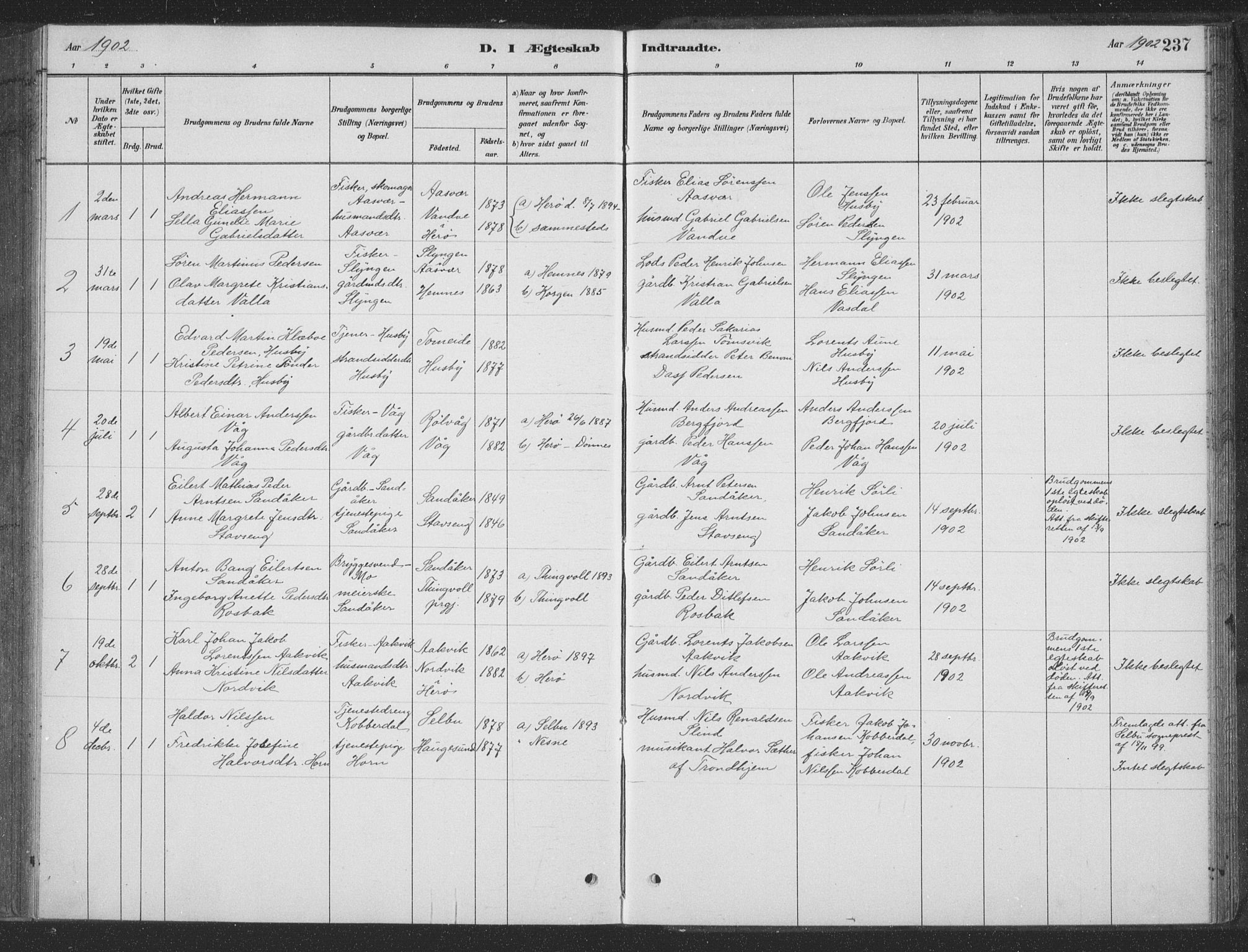 Ministerialprotokoller, klokkerbøker og fødselsregistre - Nordland, AV/SAT-A-1459/835/L0532: Parish register (copy) no. 835C04, 1880-1905, p. 237