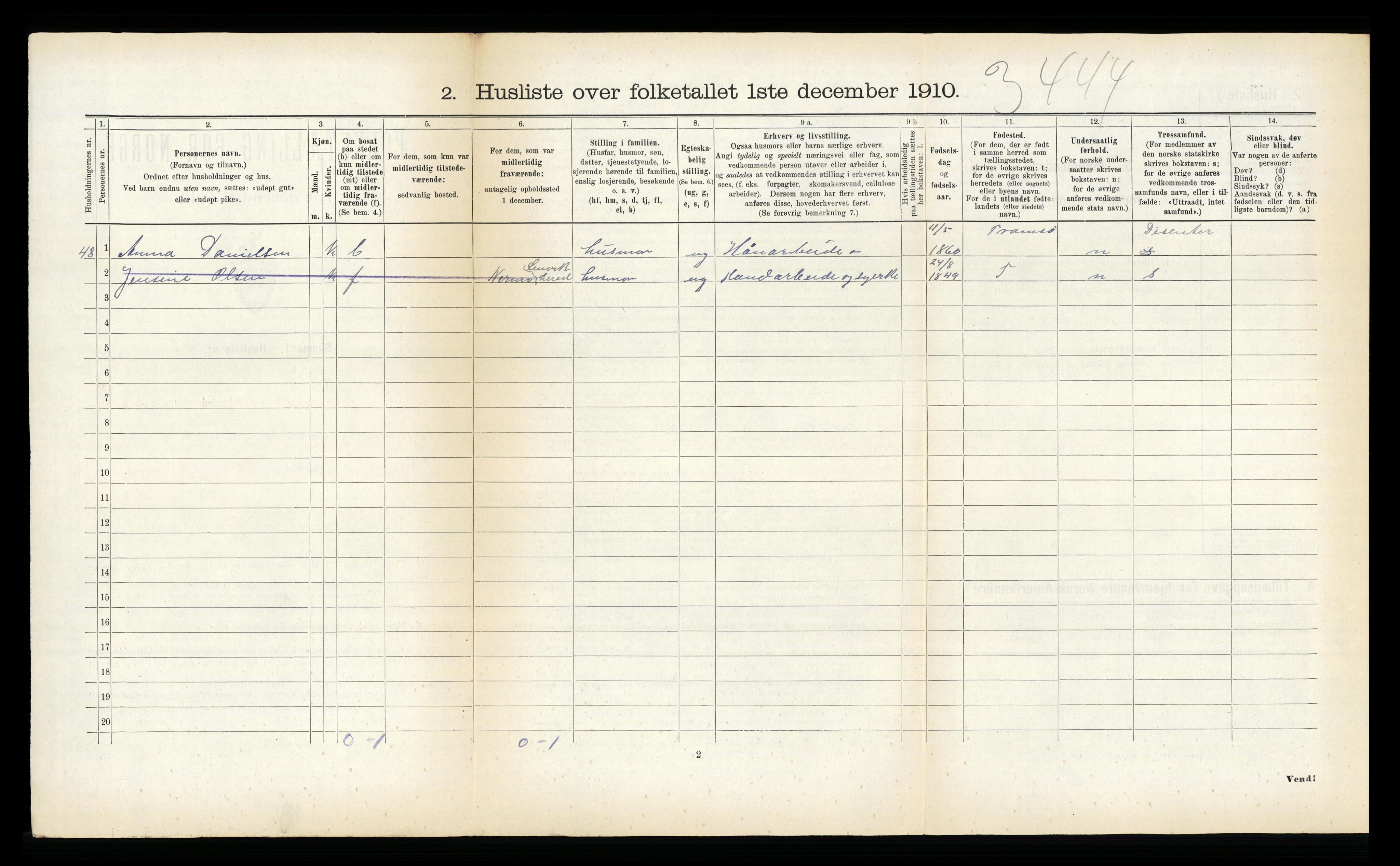 RA, 1910 census for Lenvik, 1910, p. 1070