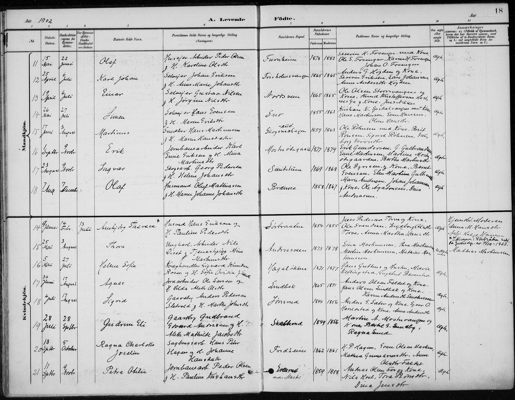 Stange prestekontor, AV/SAH-PREST-002/K/L0023: Parish register (official) no. 23, 1897-1920, p. 18