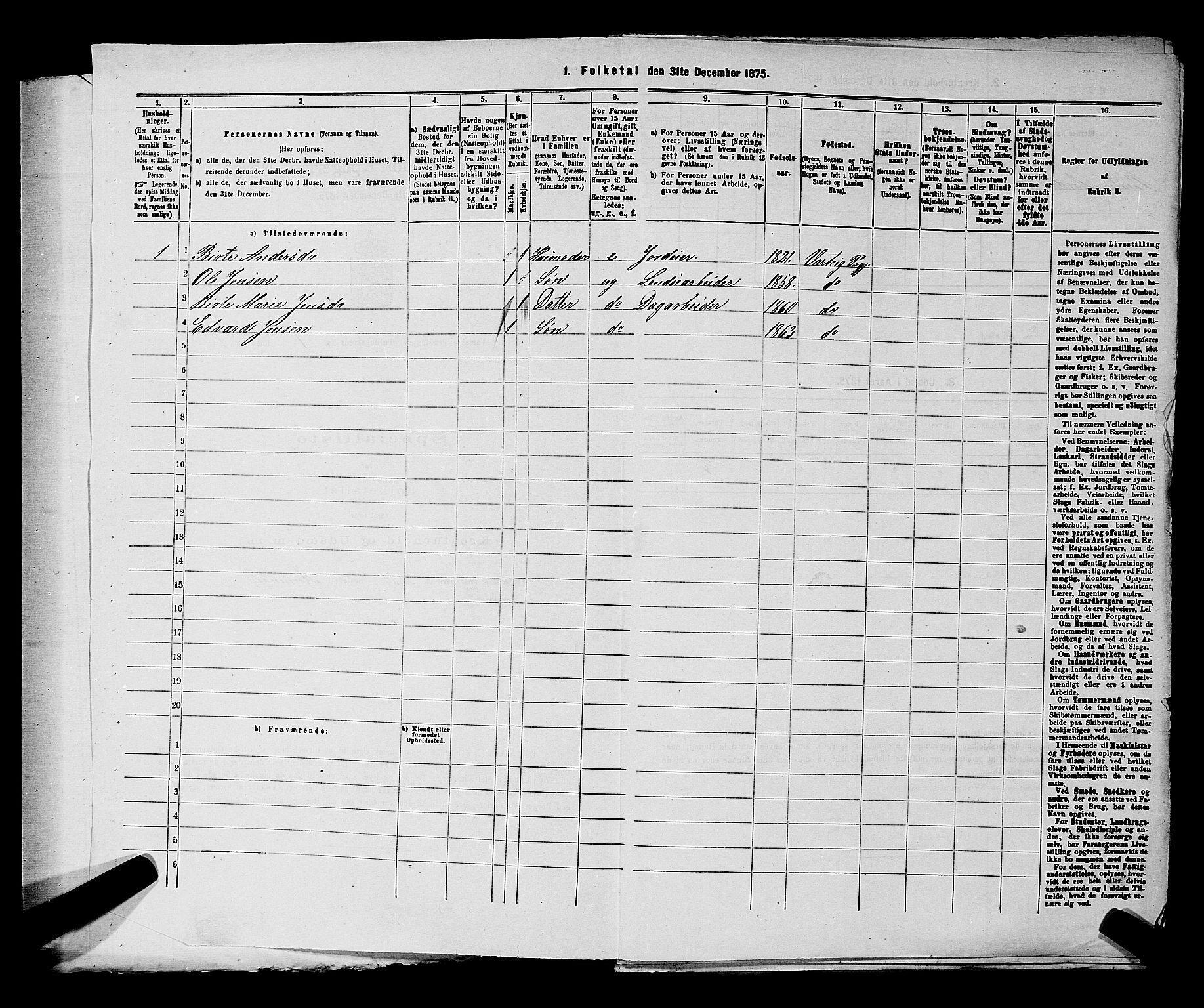 RA, 1875 census for 0114P Varteig, 1875, p. 18