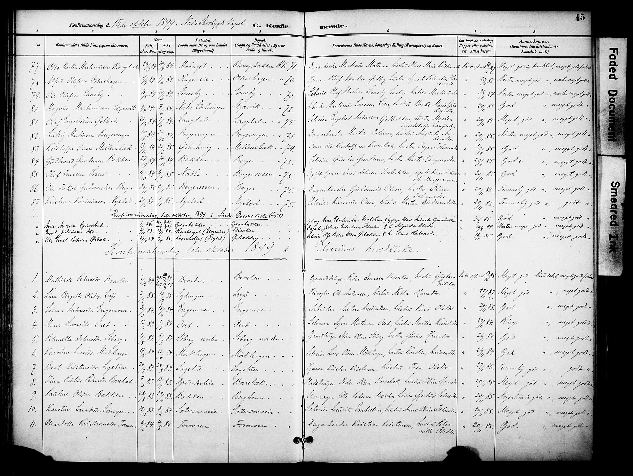 Elverum prestekontor, AV/SAH-PREST-044/H/Ha/Haa/L0015: Parish register (official) no. 15, 1893-1913, p. 45