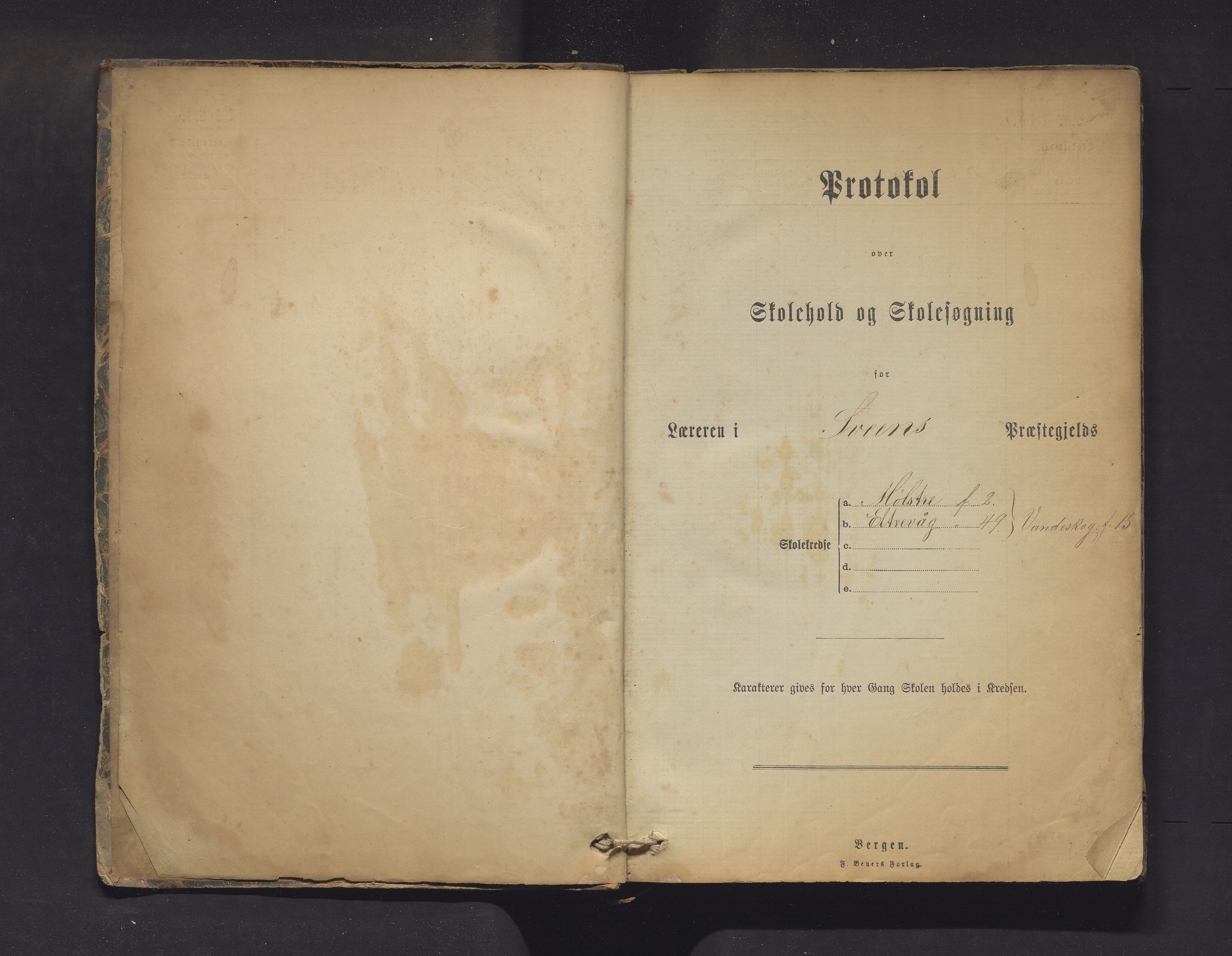 Sveio kommune. Barneskulane, IKAH/1216-231/F/Fa/L0013: Skuleprotokoll for Mølstre, Eltrevåg og Vandaskog krinsar, 1883-1902, p. 1