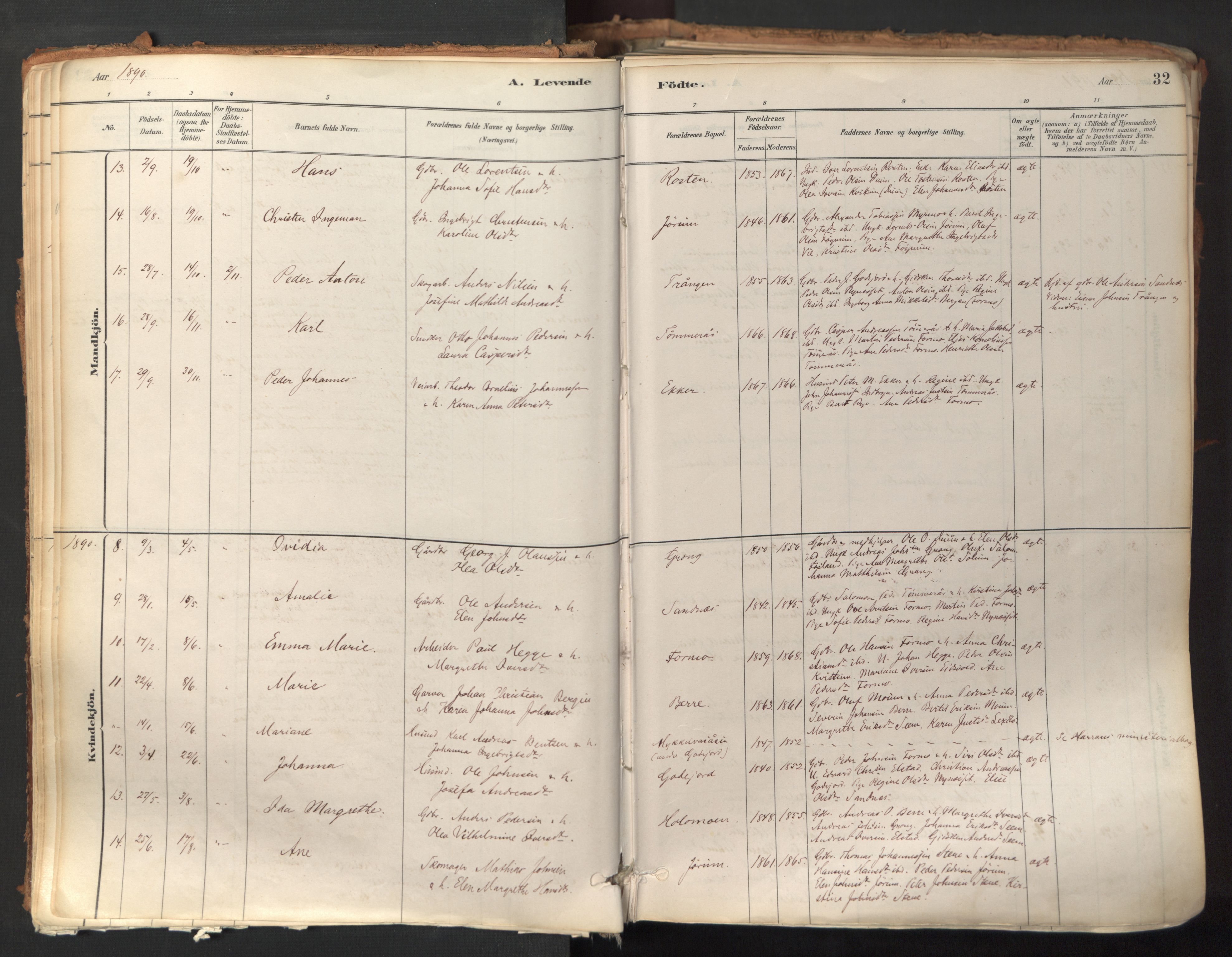 Ministerialprotokoller, klokkerbøker og fødselsregistre - Nord-Trøndelag, SAT/A-1458/758/L0519: Parish register (official) no. 758A04, 1880-1926, p. 32