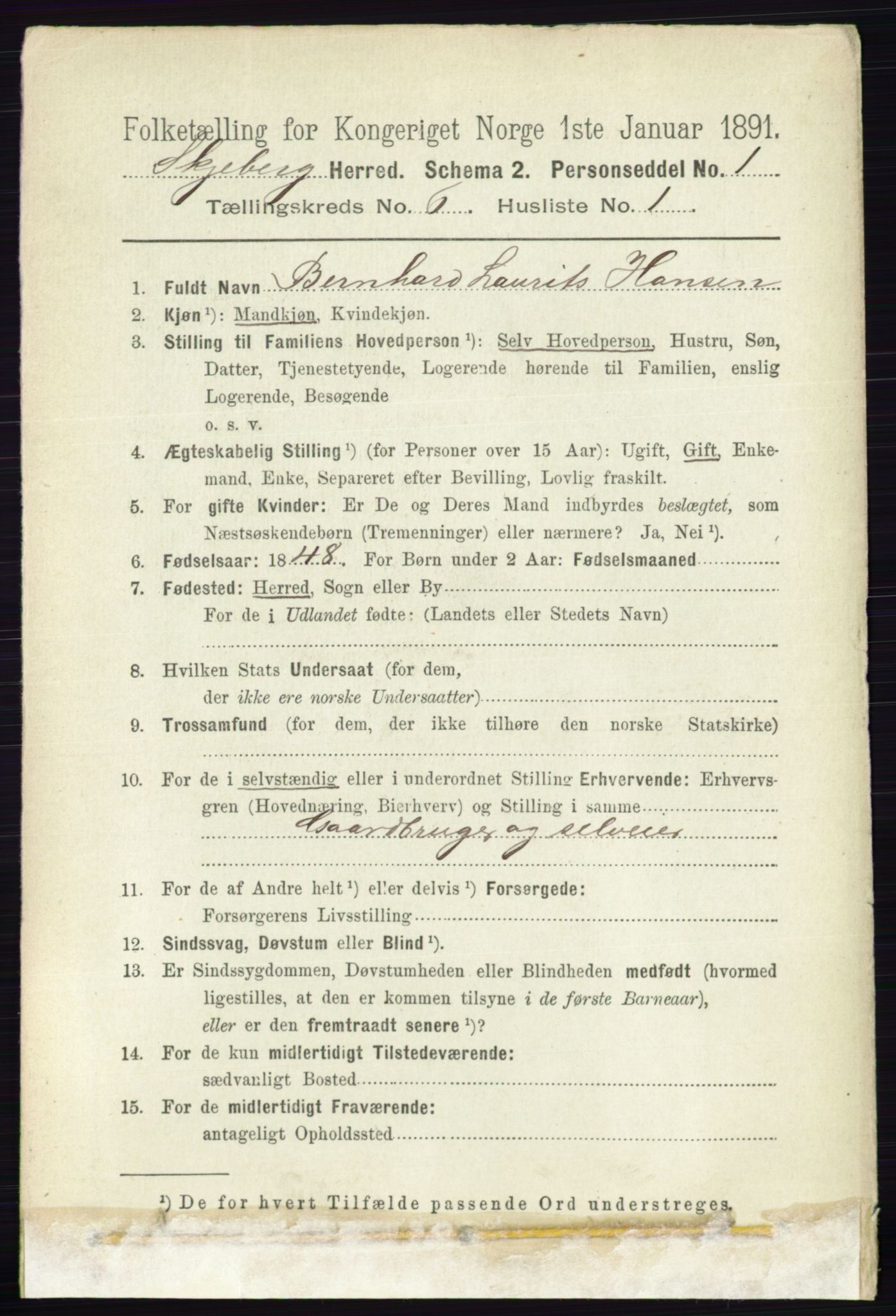 RA, 1891 census for 0115 Skjeberg, 1891, p. 2836