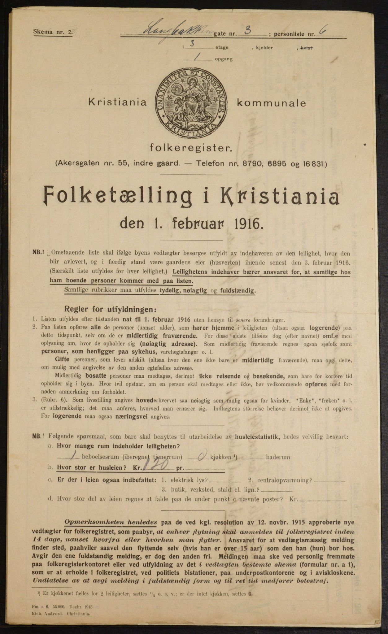 OBA, Municipal Census 1916 for Kristiania, 1916, p. 57466