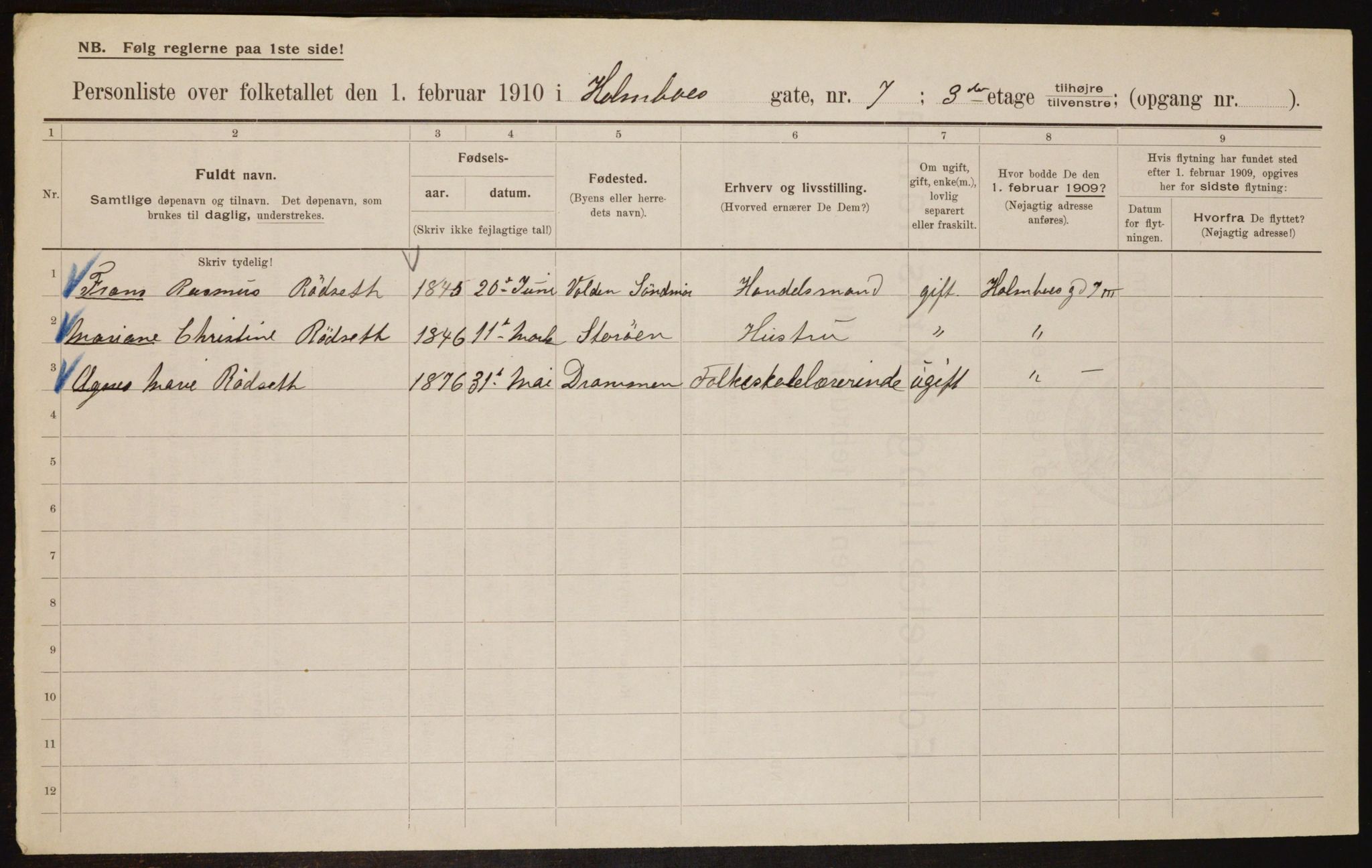 OBA, Municipal Census 1910 for Kristiania, 1910, p. 40043