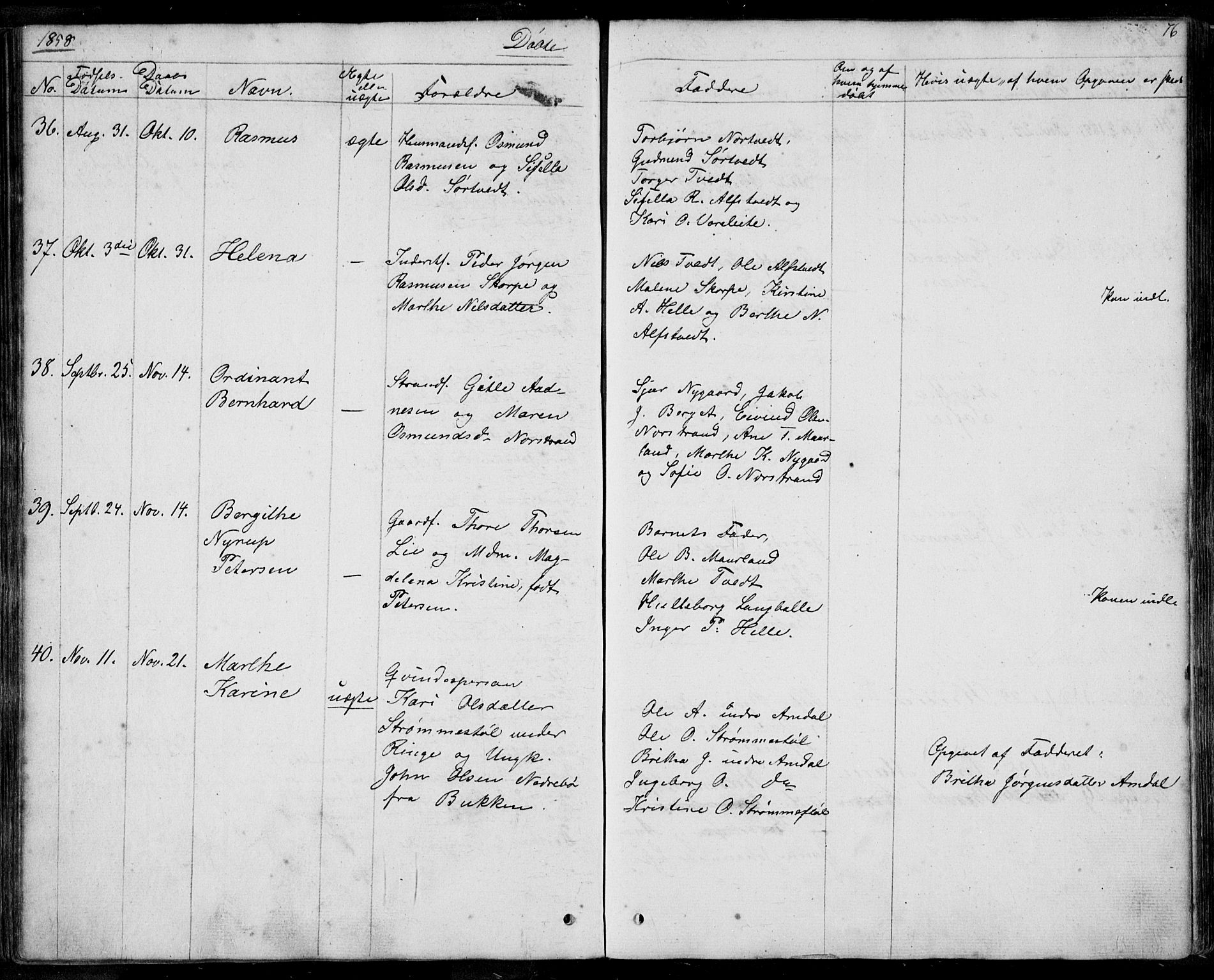 Nedstrand sokneprestkontor, AV/SAST-A-101841/01/IV: Parish register (official) no. A 8, 1839-1860, p. 76