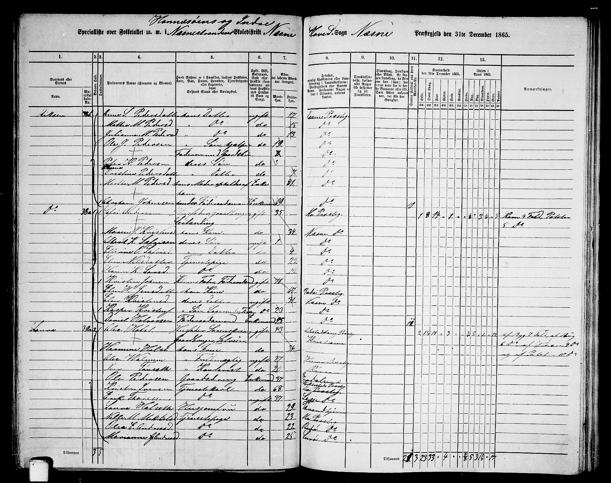 RA, 1865 census for Nesna, 1865, p. 92